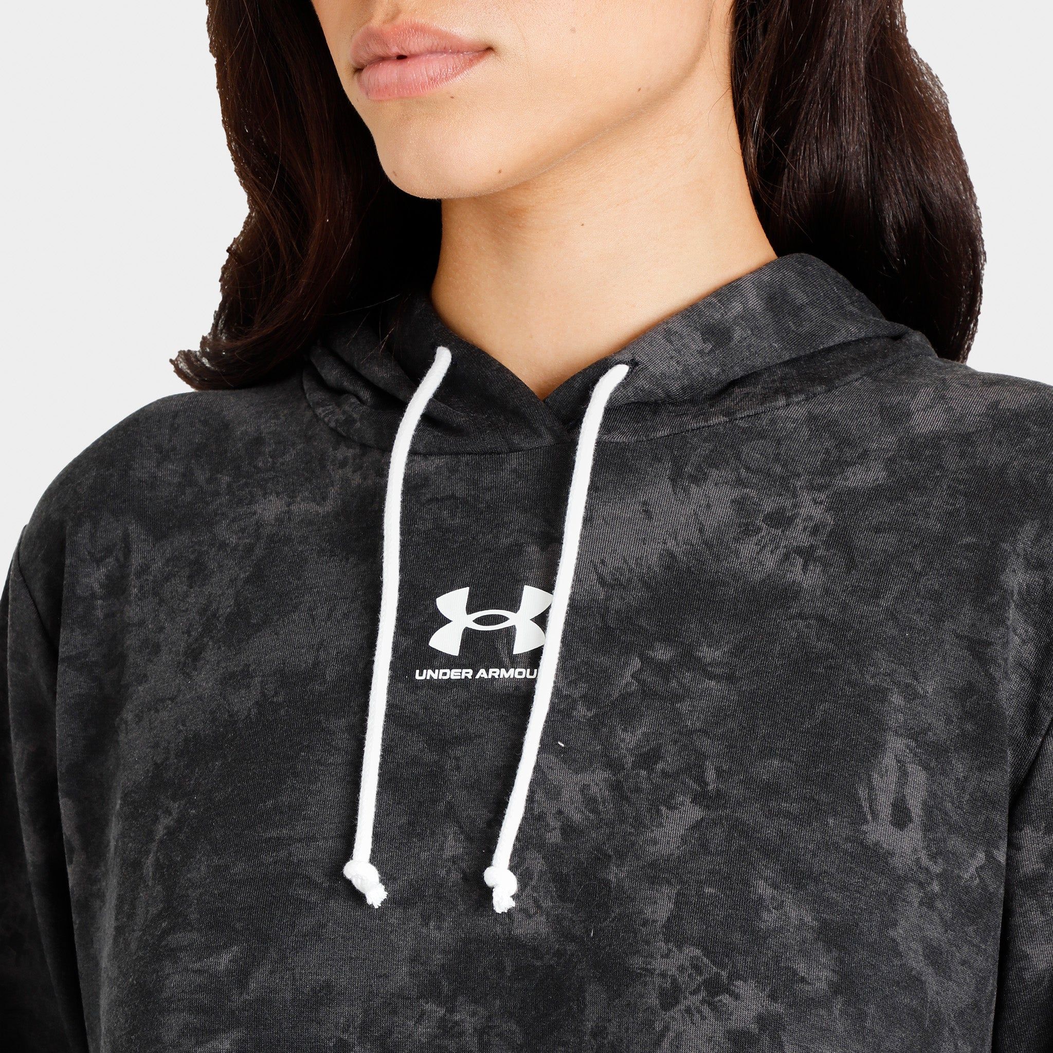 Under Armour Women’s UA Rival Terry Printed Pullover Hoodie Black / White sold by JD Sports product image thumbnail 3