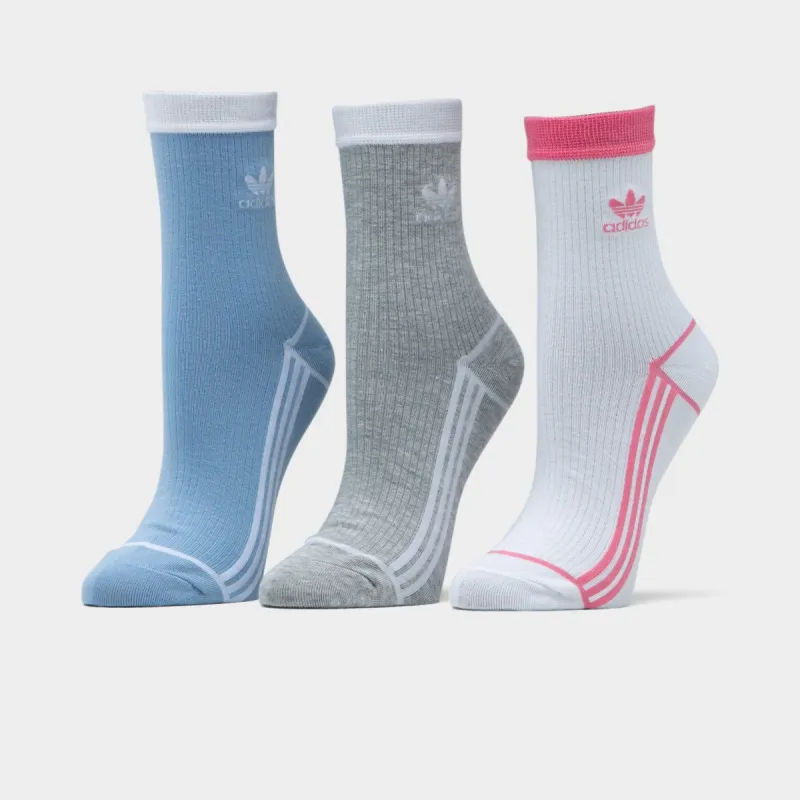 adidas Originals Women's Sport Mid-Crew Socks - 3 Pack Ambient Sky / Heather Grey - Rose Tone sold by JD Sports