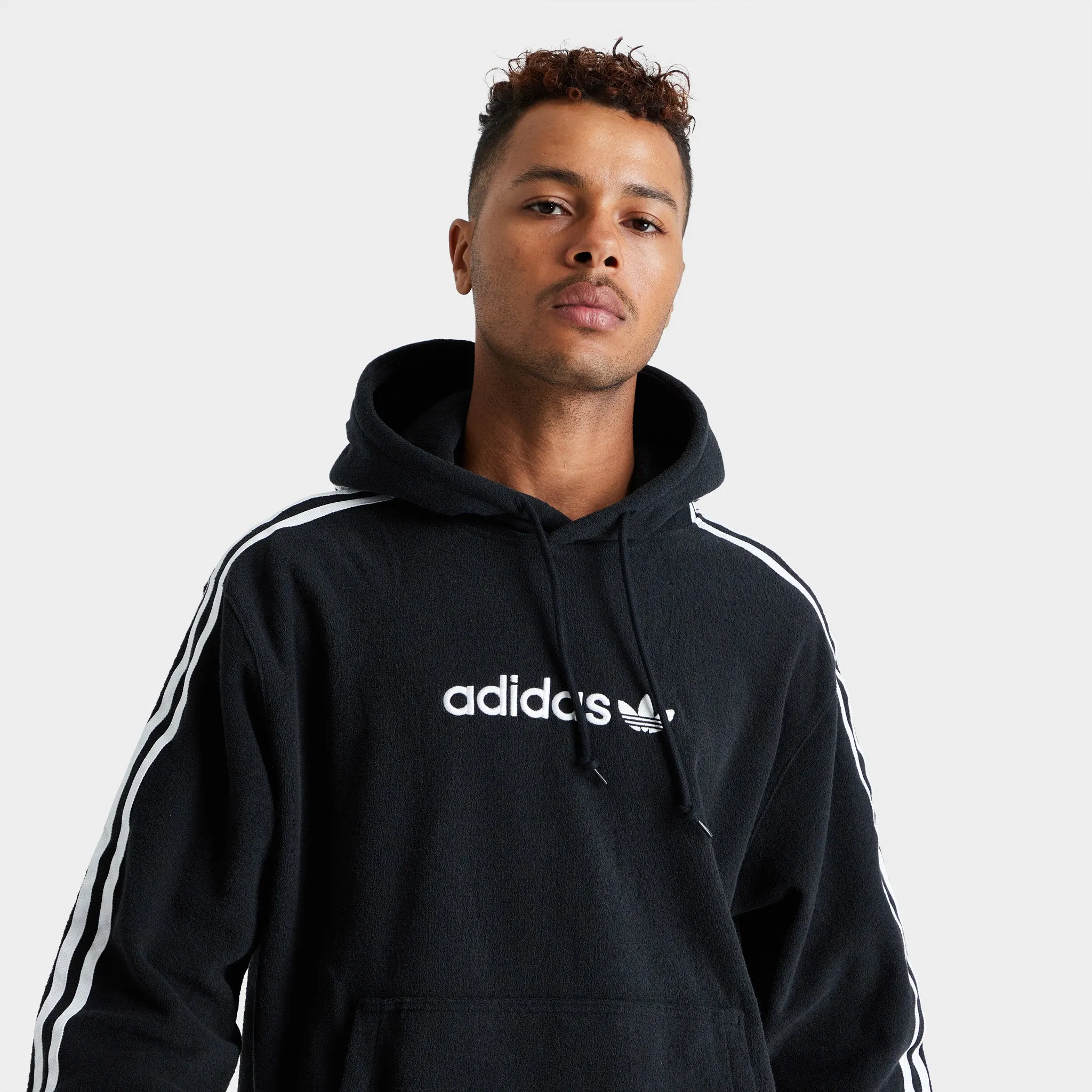 adidas Originals Comfort 3-Stripes Pullover Hoodie Black / White sold by JD Sports