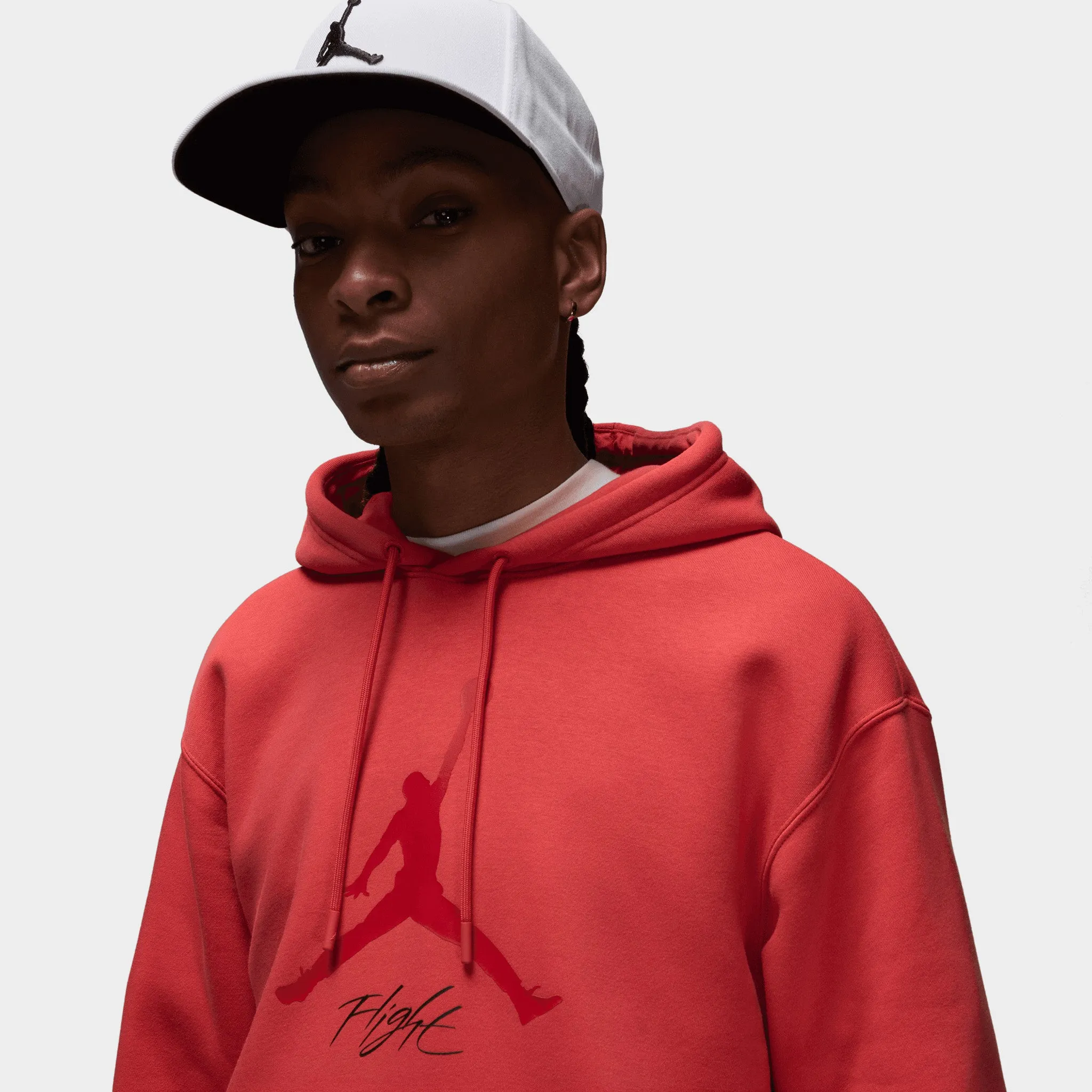 Jordan Essentials Fleece Pullover Baseline Hoodie Lobster / Gym Red sold by JD Sports product image thumbnail 3