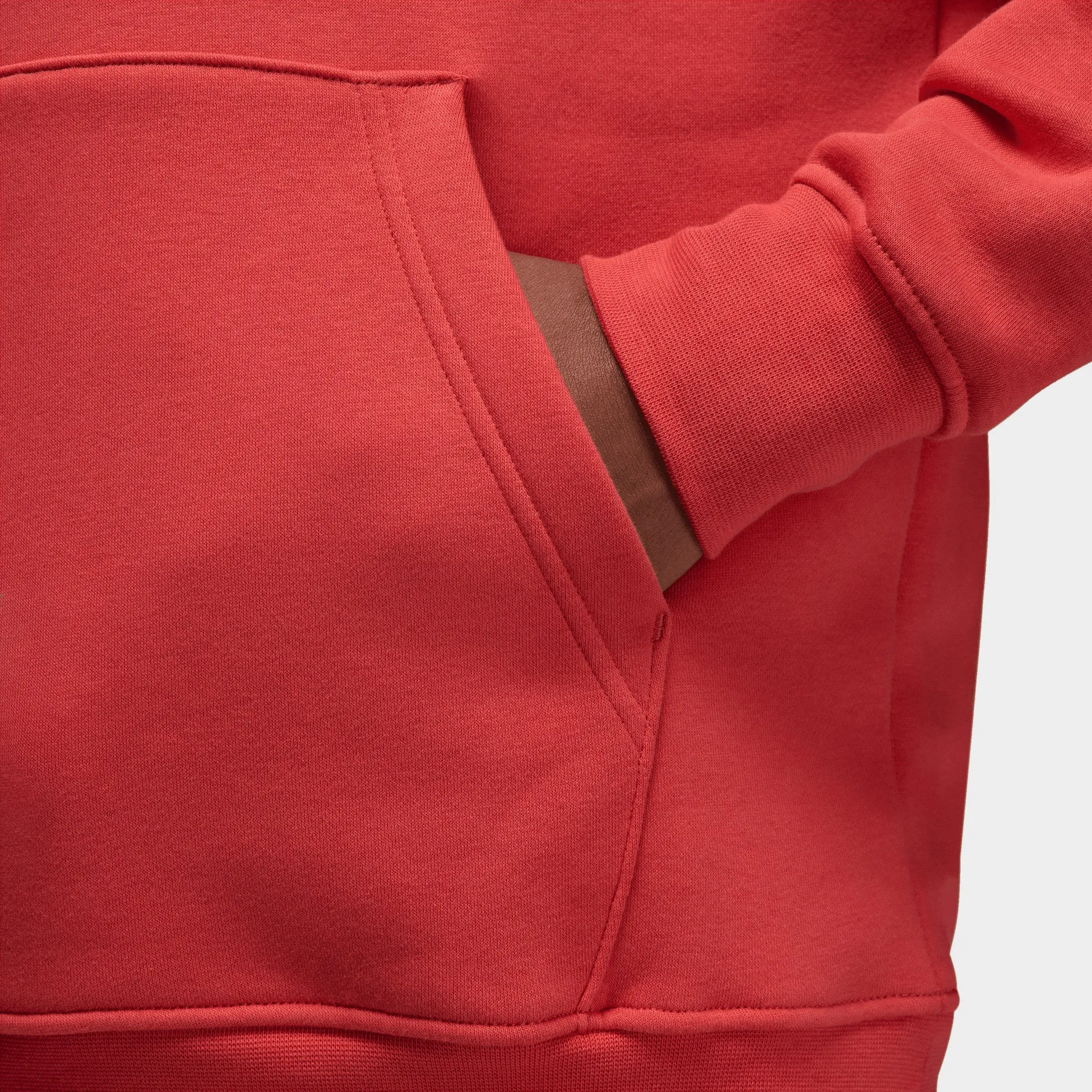Jordan Essentials Fleece Pullover Baseline Hoodie Lobster / Gym Red sold by JD Sports product image thumbnail 4