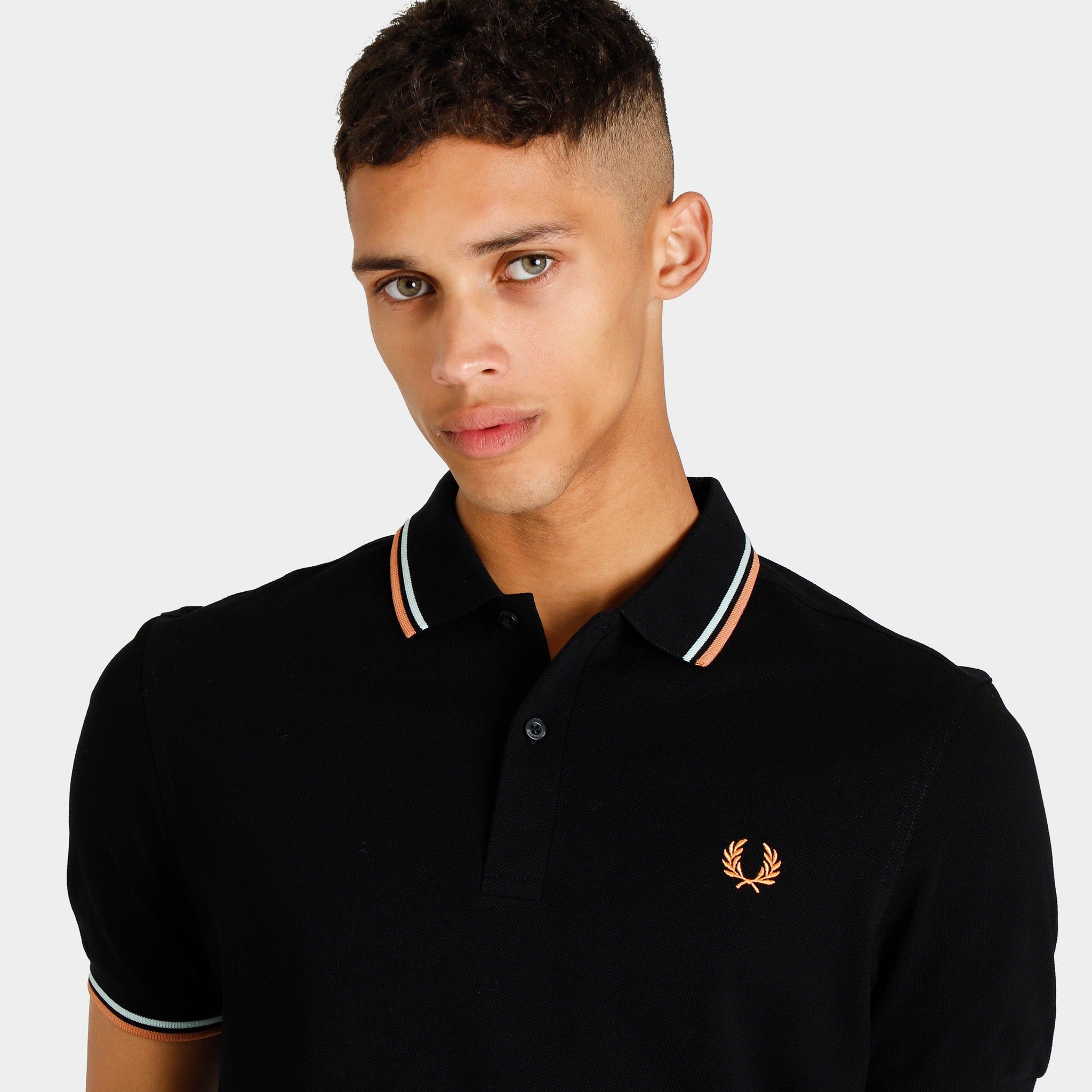 Fred Perry Twin Tipped Polo T-shirt Black / Brighton Blue - Clay sold by JD Sports product image thumbnail 3