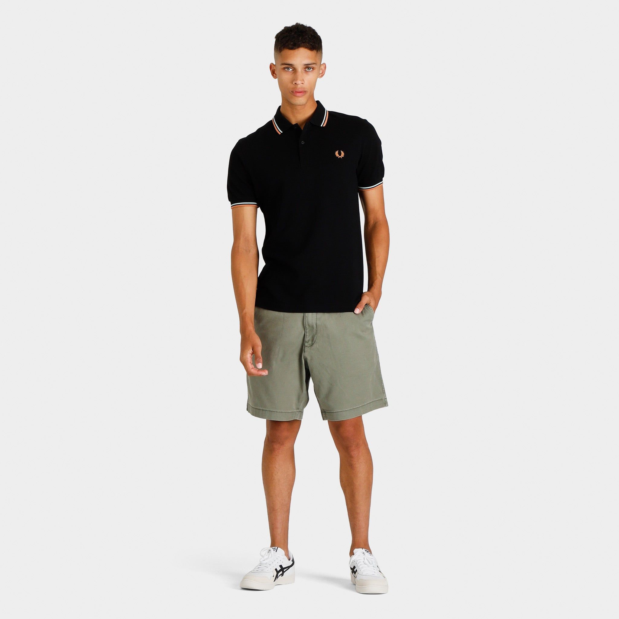 Fred Perry Twin Tipped Polo T-shirt Black / Brighton Blue - Clay sold by JD Sports product image thumbnail 5