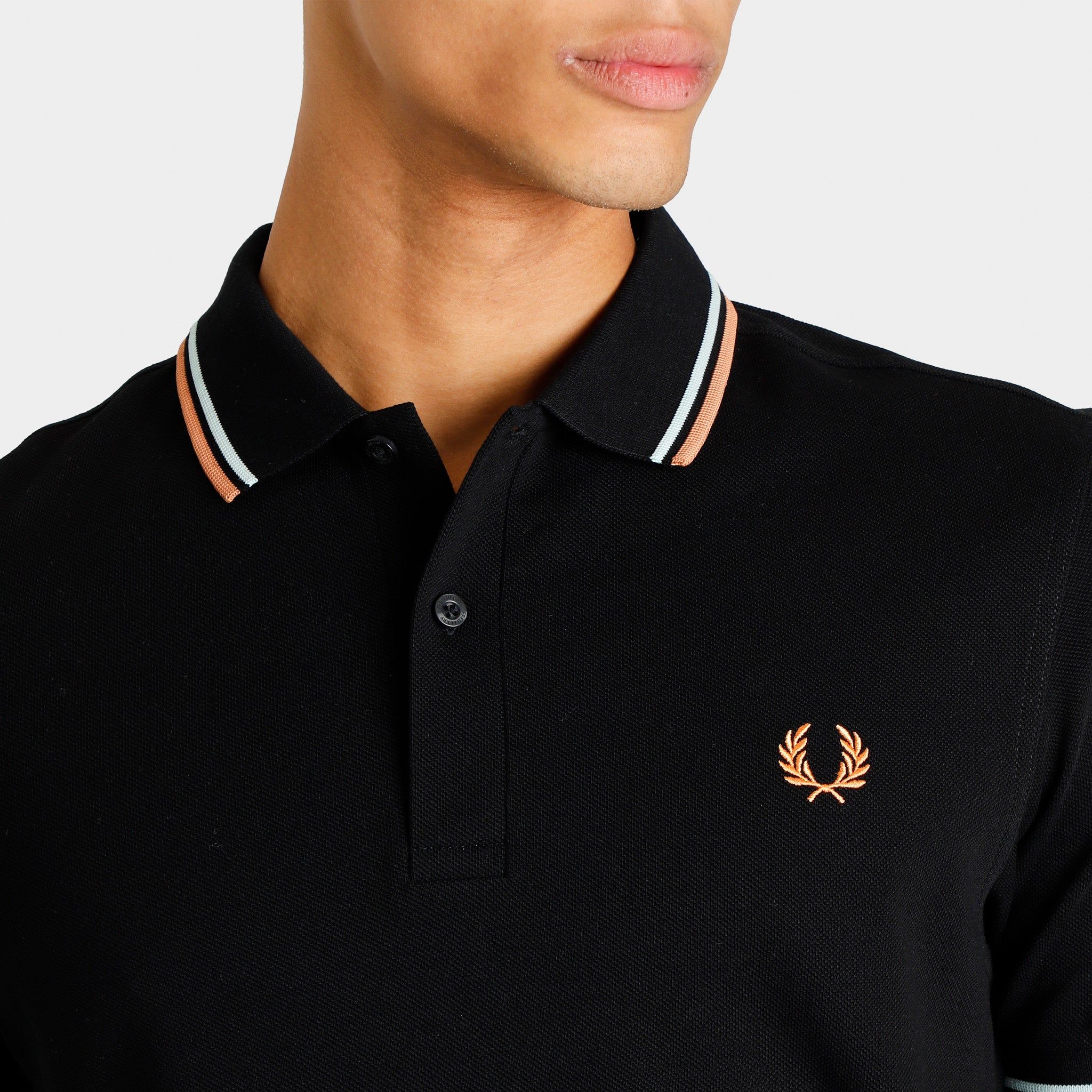 Fred Perry Twin Tipped Polo T-shirt Black / Brighton Blue - Clay sold by JD Sports product image thumbnail 4