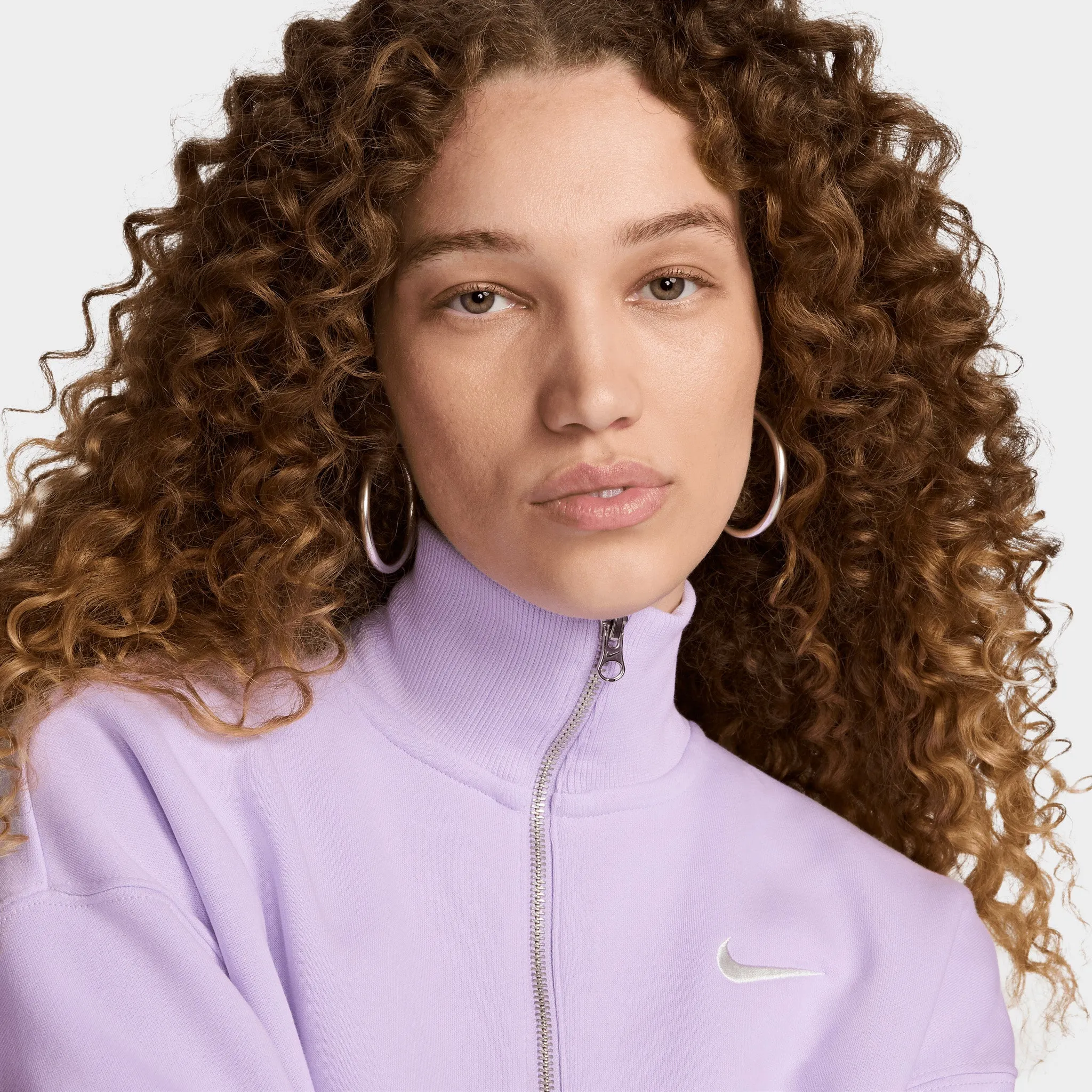 Nike Sportswear Women's Oversized Half-Zip Crop Sweatshirt Violet Mist / Sail sold by JD Sports product image thumbnail 3