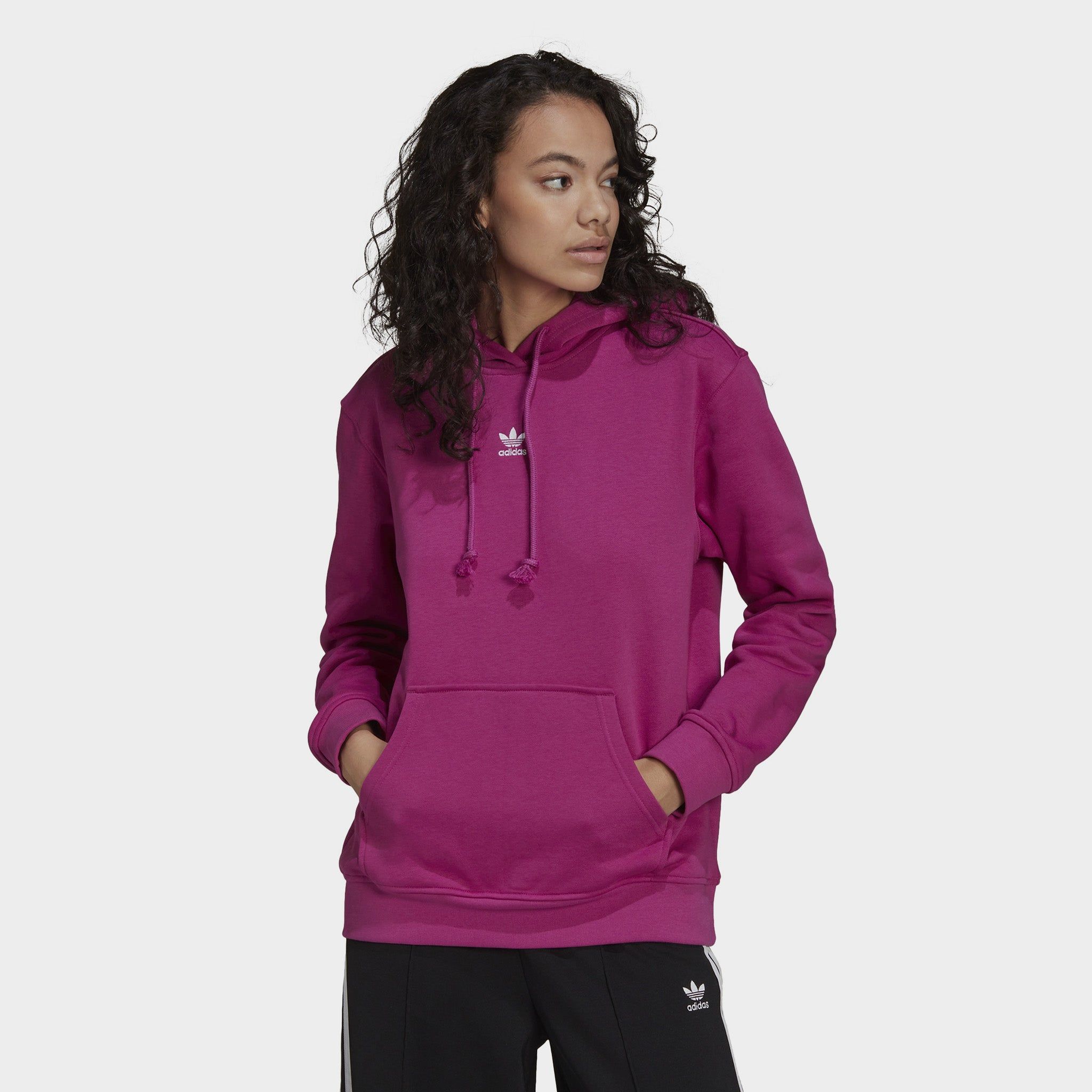 adidas Originals Women’s Adicolor Essentials Fleece Pullover Hoodie / Real Magenta sold by JD Sports