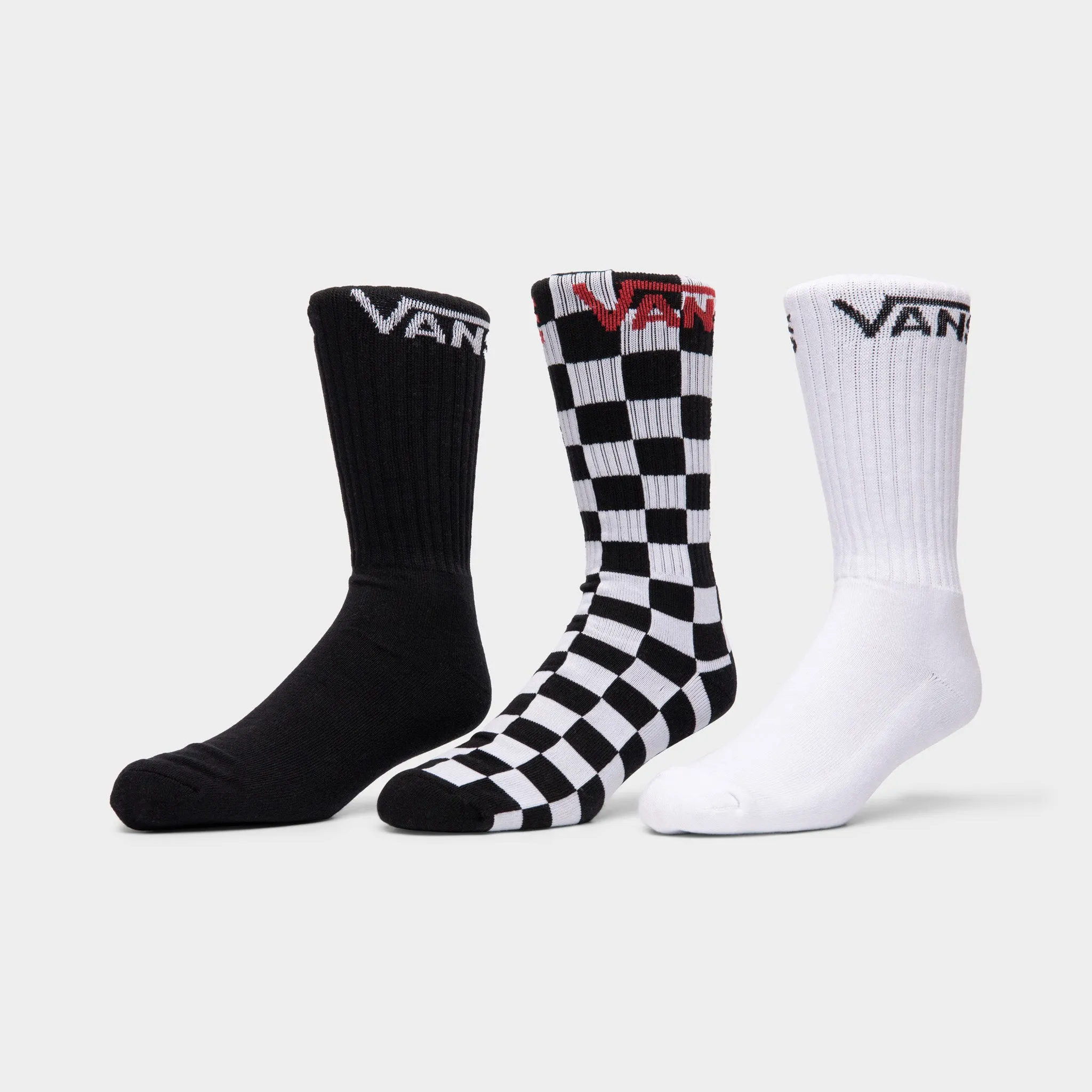 Vans Classic Crewsocks - 3 Pack Black / Checkerboard sold by JD Sports