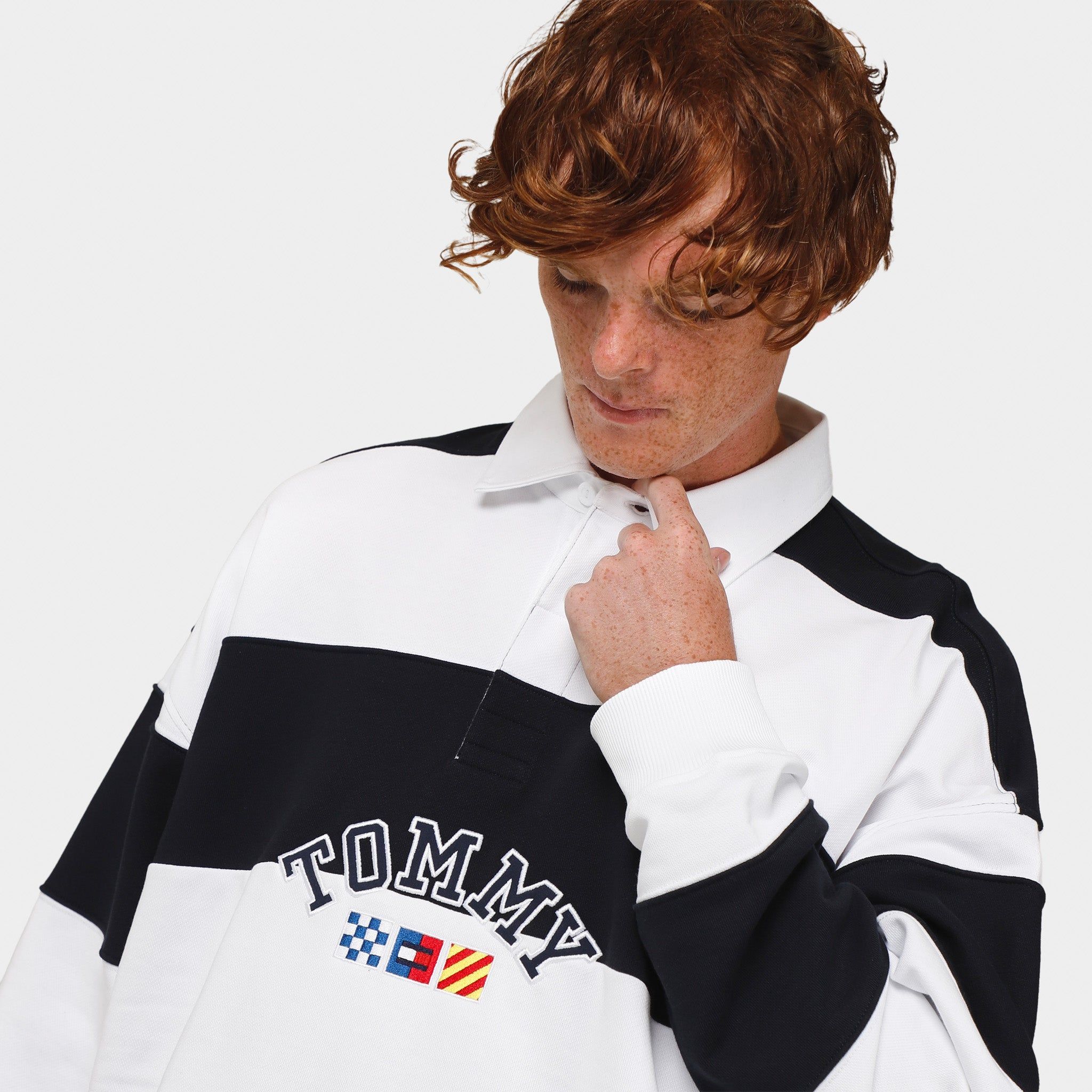 Tommy Jeans Relaxed Fit Embroidered Logo Rugby Polo Desert Sky / Multi sold by JD Sports product image thumbnail 3