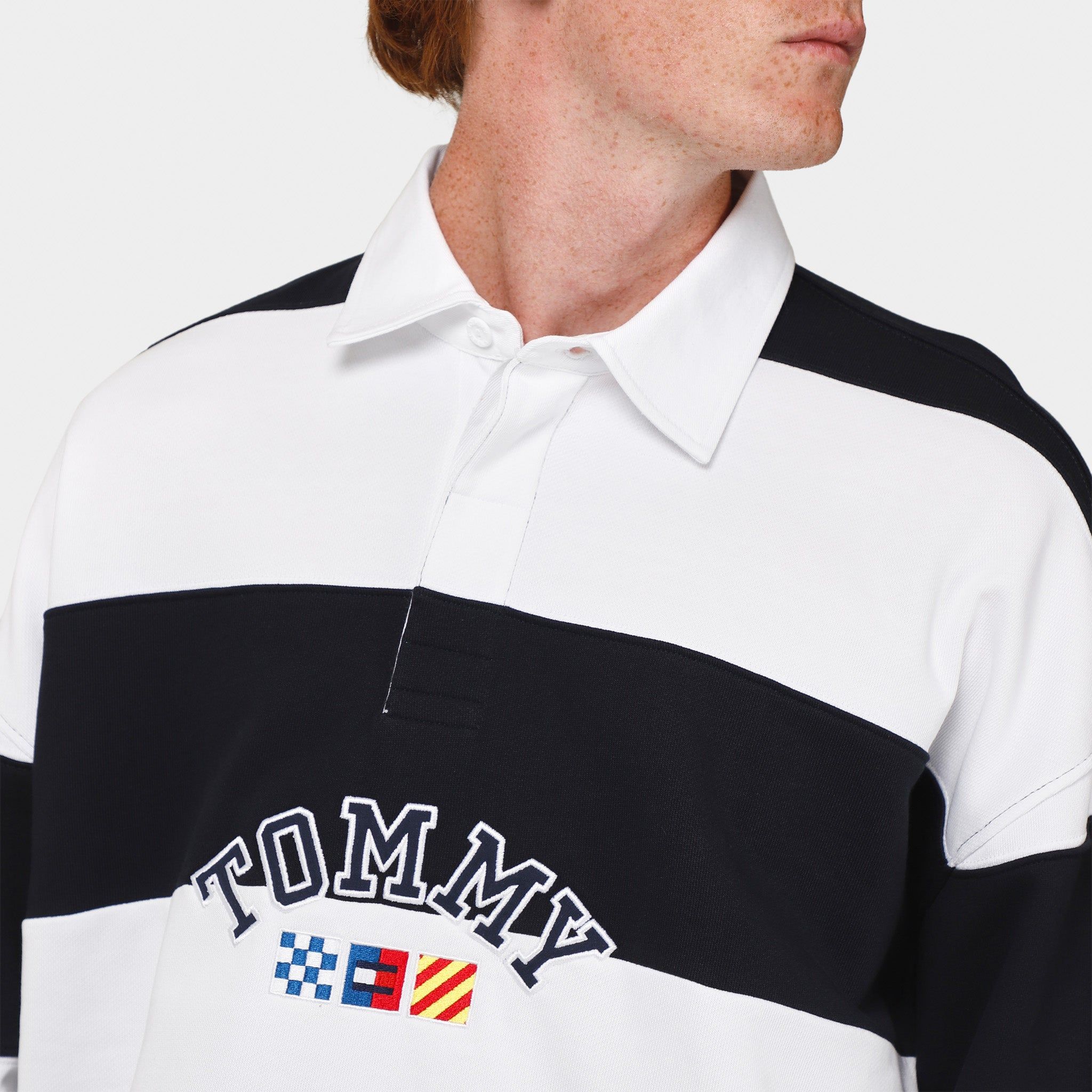 Tommy Jeans Relaxed Fit Embroidered Logo Rugby Polo Desert Sky / Multi sold by JD Sports product image thumbnail 4