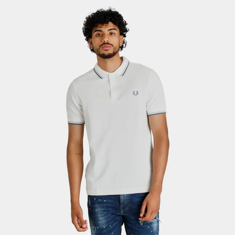 Fred Perry Twin Tipped Shirt Snow White / Light Oyster - Ash Blue sold by JD Sports