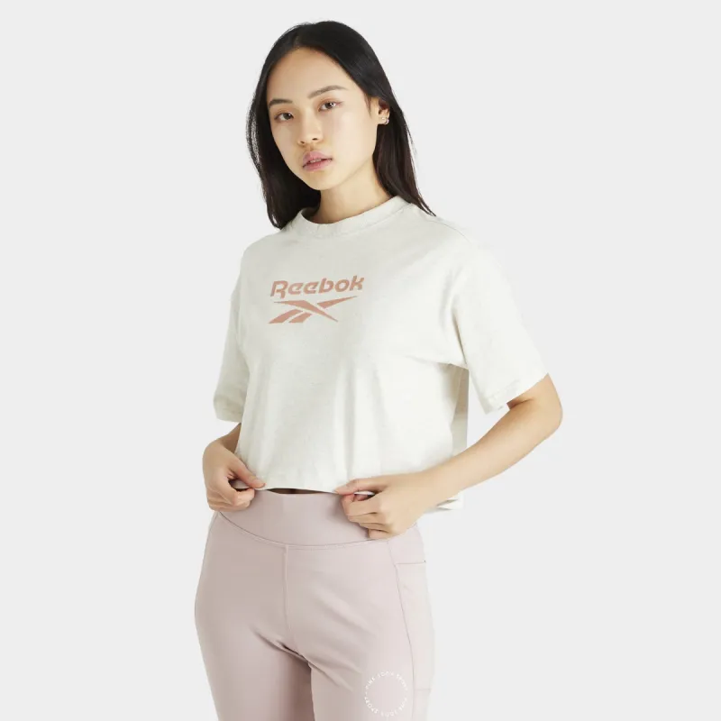 Reebok Women’s Classics Cropped Big Logo T-shirt / Chalk Melange sold by JD Sports