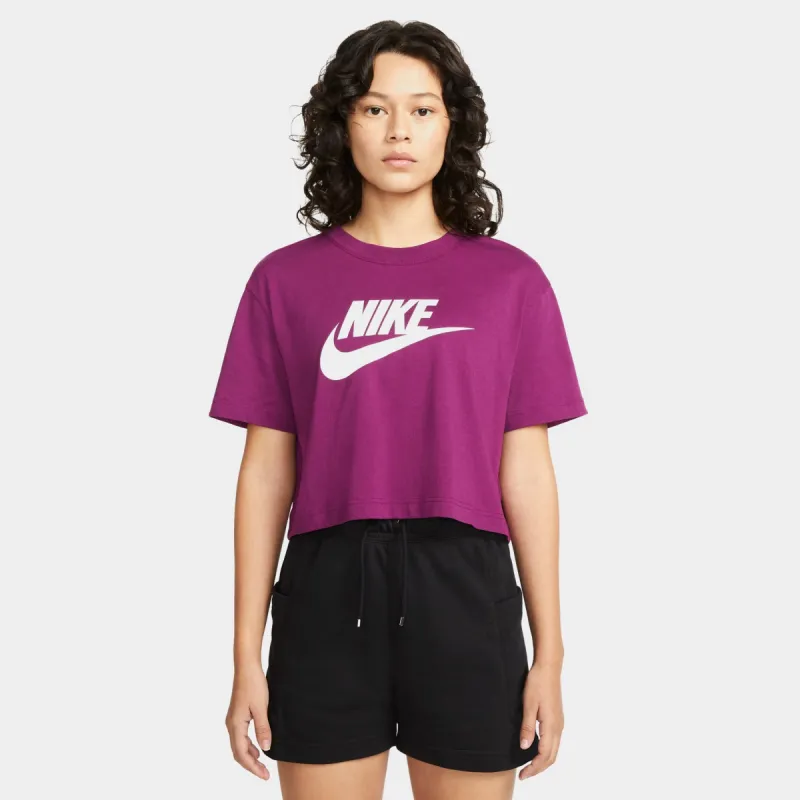 Nike Sportswear Women's Essential Cropped T-Shirt Sangria / White sold by JD Sports