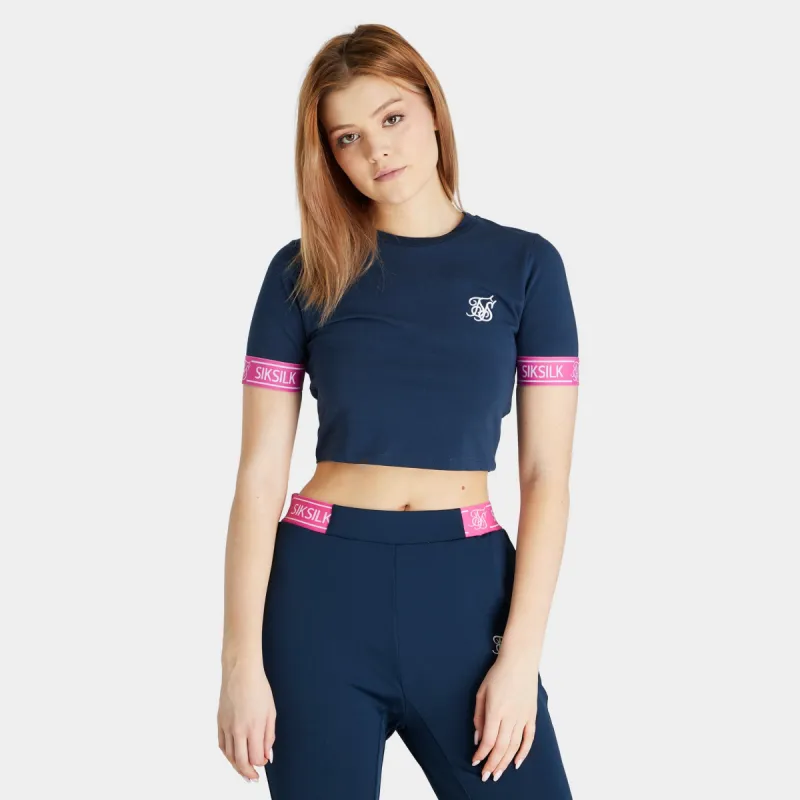 SikSilk Women's Advantage Crop T-shirt / Navy sold by JD Sports