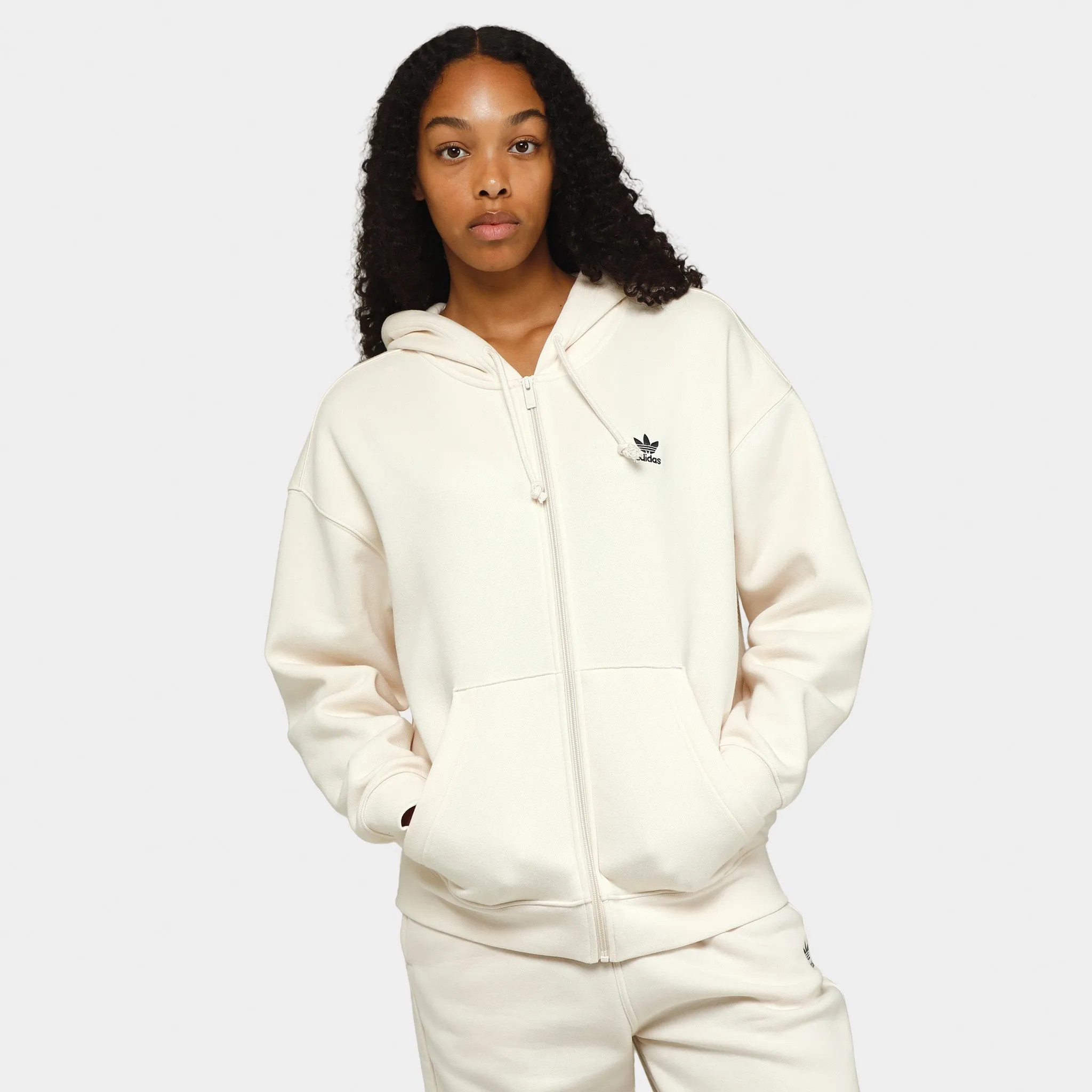 adidas Originals Women's Essentials Full Zip Boyfriend Hoodie / Wonder White sold by JD Sports