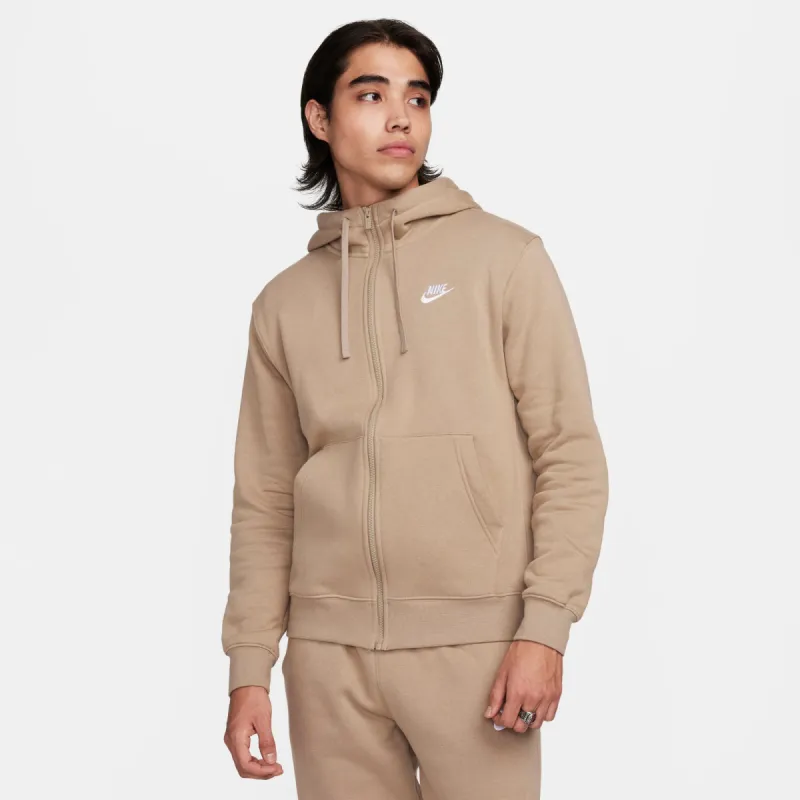 Nike Sportswear Club Fleece Full-Zip Hoodie Khaki / White sold by JD Sports