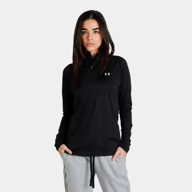 Under Armour Women’s Reflective Tech Quarter Zip Long Sleeve T-shirt Black / Metallic Silver sold by JD Sports