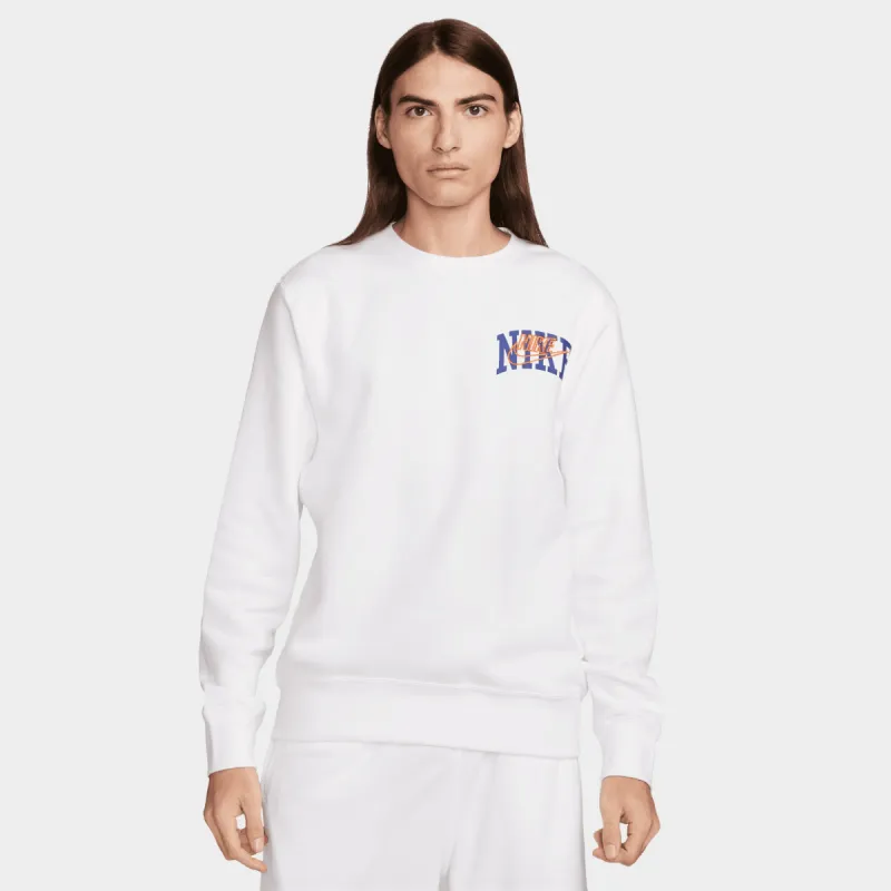 Nike Sportswear Club Fleece Arch Crewneck White / Safety Orange sold by JD Sports