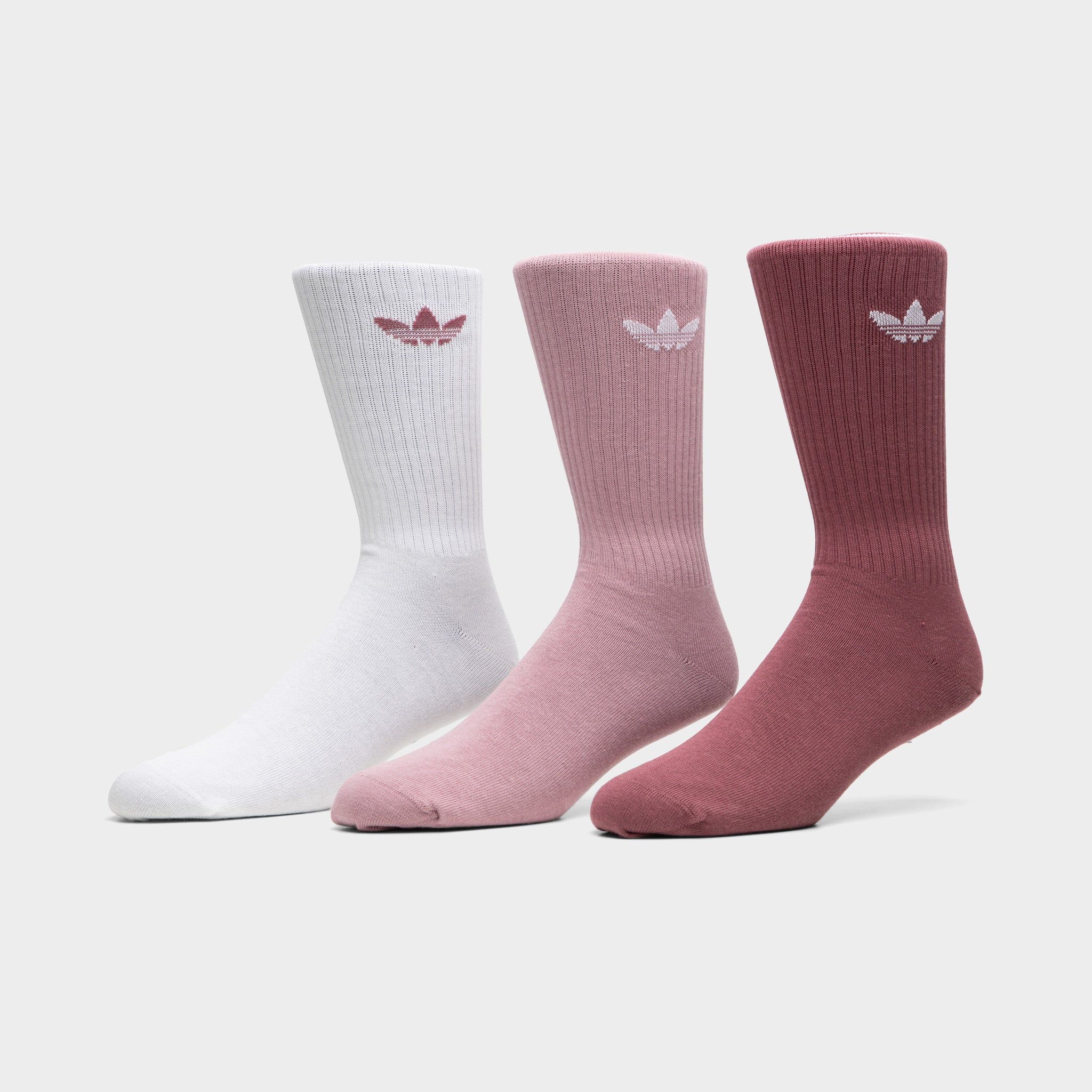 adidas Originals Women's Solid Crew Sock White / Magic Mauve - Quick Crimson sold by JD Sports