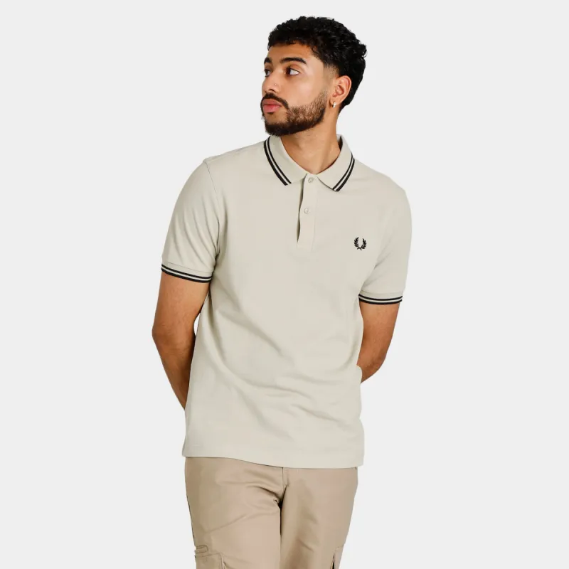 Fred Perry Twin Tipped Polo T-shirt Light Oyster / Black sold by JD Sports