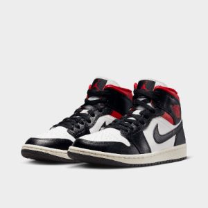 Jordan Women's 1 Mid Black / Gym Red - Sail sold by JD Sports