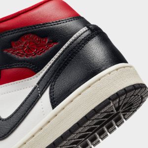 Jordan Women's 1 Mid Black / Gym Red - Sail sold by JD Sports