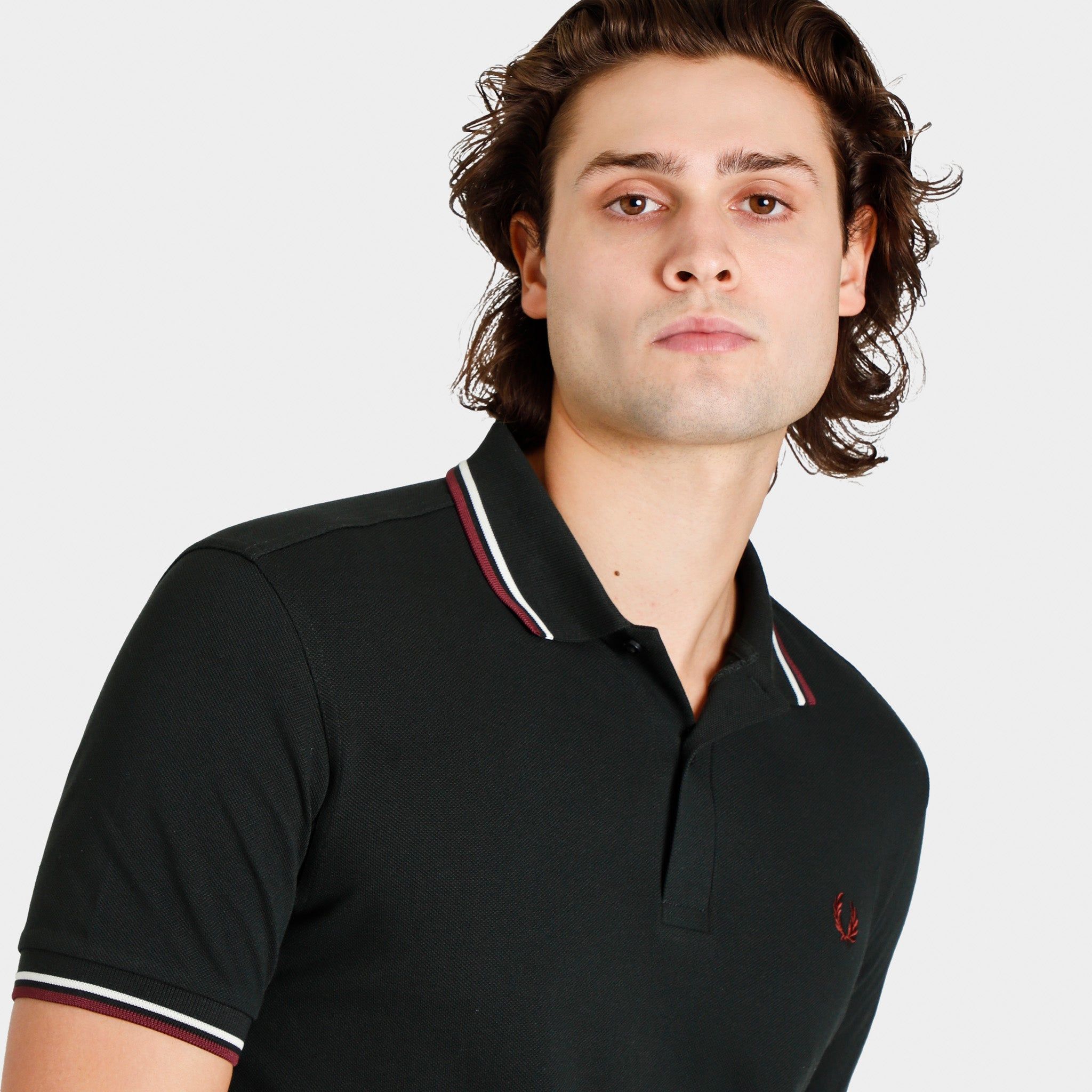 Fred Perry Twin Tipped Polo T-shirt Night Green / Ecru - Oxblood sold by JD Sports product image thumbnail 3