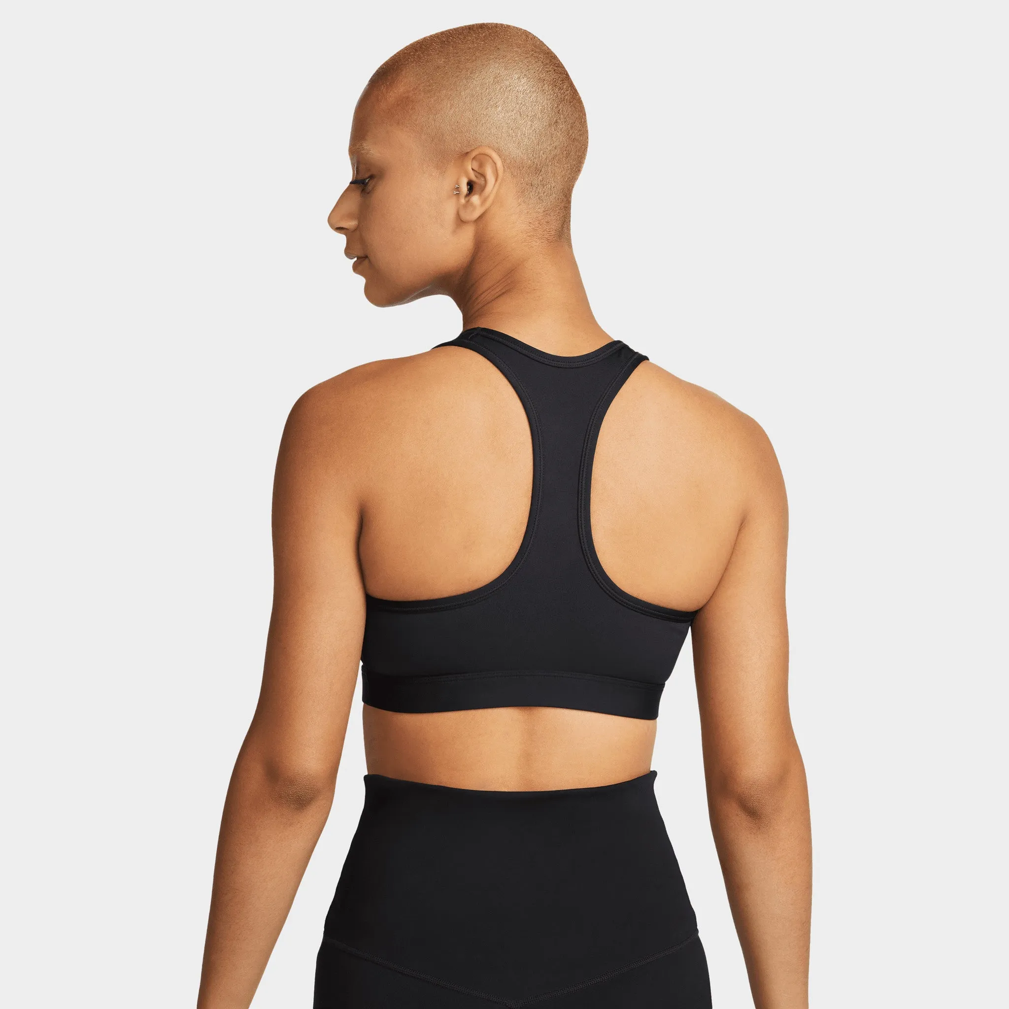 Nike Women's Swoosh Medium Support Padded Sports Bra Black / White sold by JD Sports product image thumbnail 2