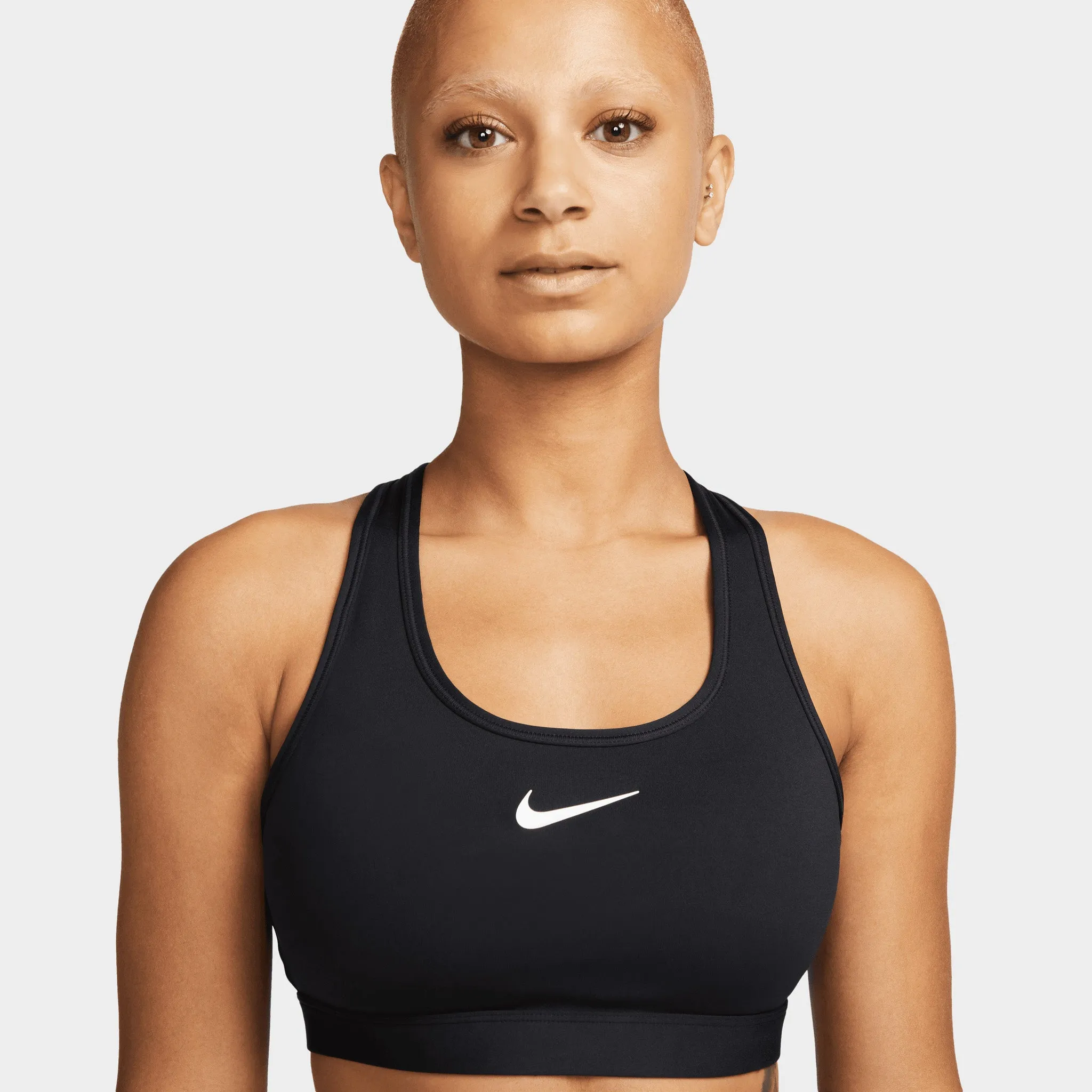 Nike Women's Swoosh Medium Support Padded Sports Bra Black / White sold by JD Sports product image thumbnail 3