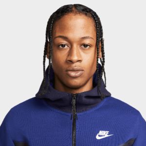 Nike Sportswear Tech Fleece Taped Full Zip Hoodie Deep Royal Blue / Blackened Blue - White sold by JD Sports