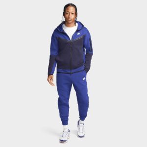 Nike Sportswear Tech Fleece Taped Full Zip Hoodie Deep Royal Blue / Blackened Blue - White sold by JD Sports
