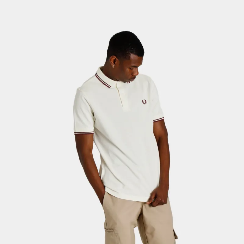 Fred Perry Twin Tipped Polo T-shirt Ecru / Oxblood - Oxblood sold by JD Sports