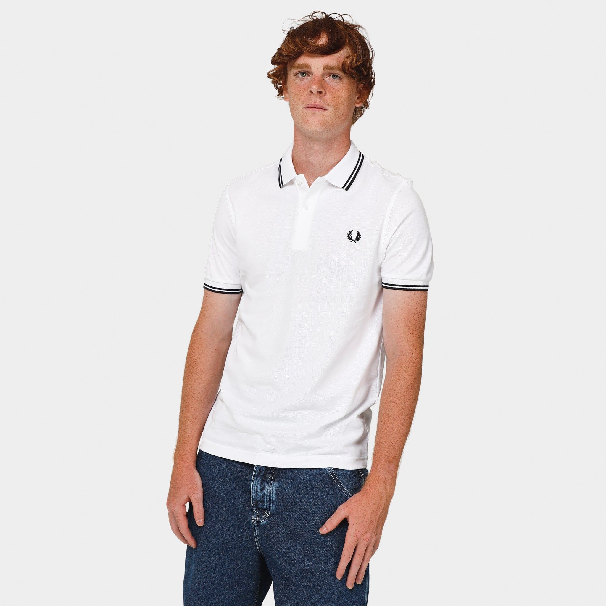 Fred Perry Twin Tipped Polo Shirt / White sold by JD Sports