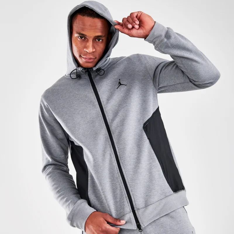 Jordan Dri-FIT Air Statement Fleece Full Zip Hoodie Carbon Heather / Black sold by JD Sports