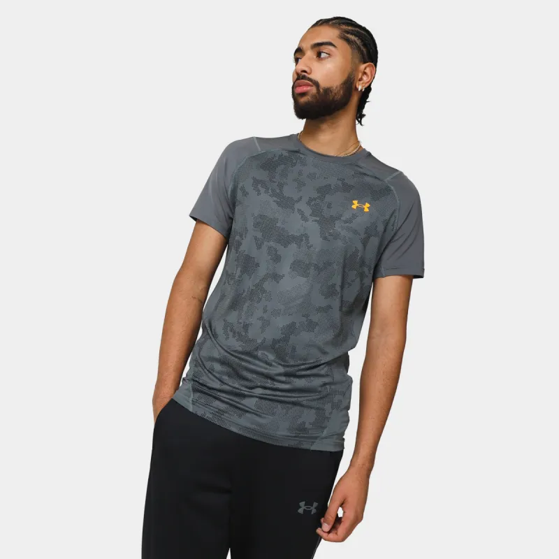 Under Armour HeatGear Camo T-shirt Pitch Grey / Formula Orange sold by JD Sports