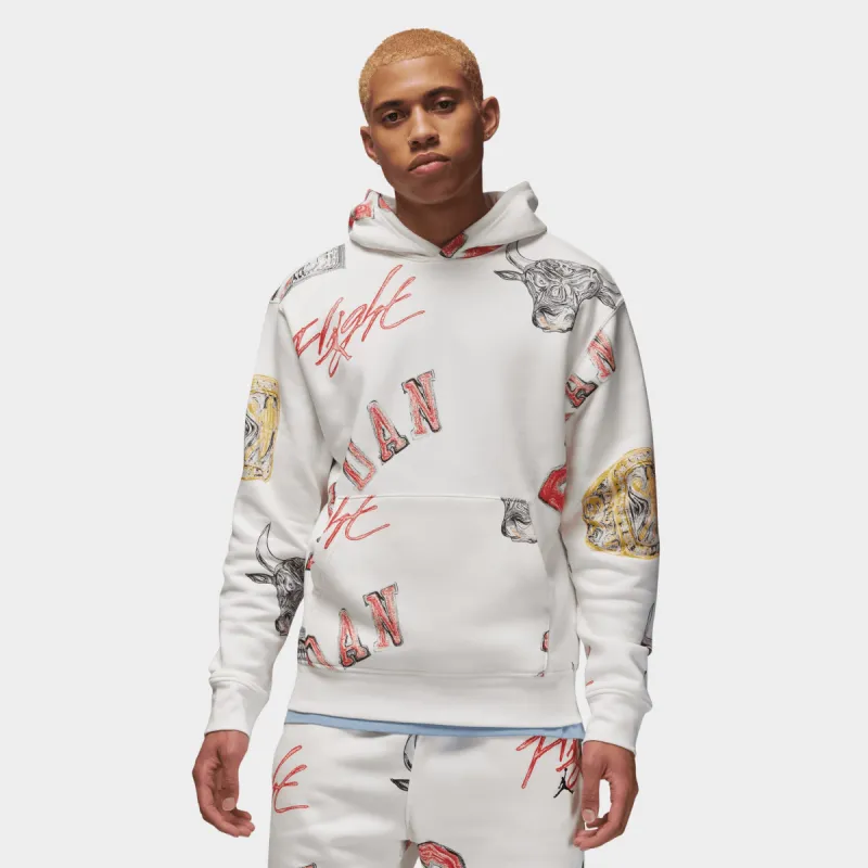 Jordan Essentials All-Over-Print Fleece Pullover Hoodie Sail / Black sold by JD Sports