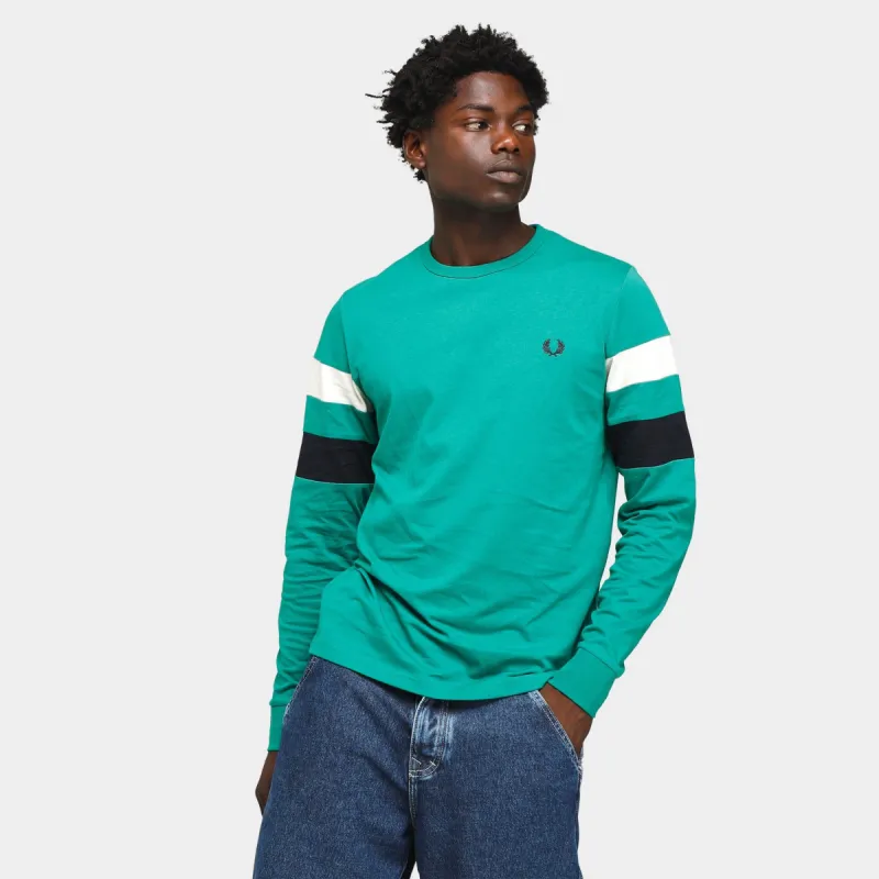 Fred Perry Panelled Long Sleeve T-shirt / Fred Perry Green made by Fred Perry