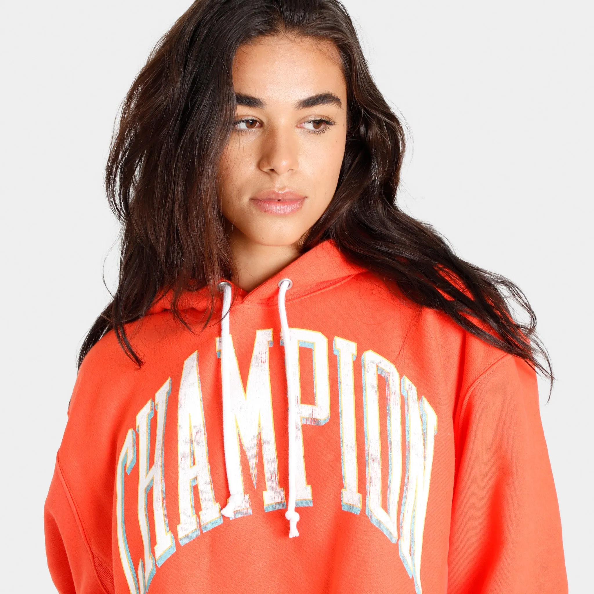 Champion Women’s Yarn-Dyed Reverse Weave Cropped Pullover Hoodie / Poppy Orange sold by JD Sports product image thumbnail 4