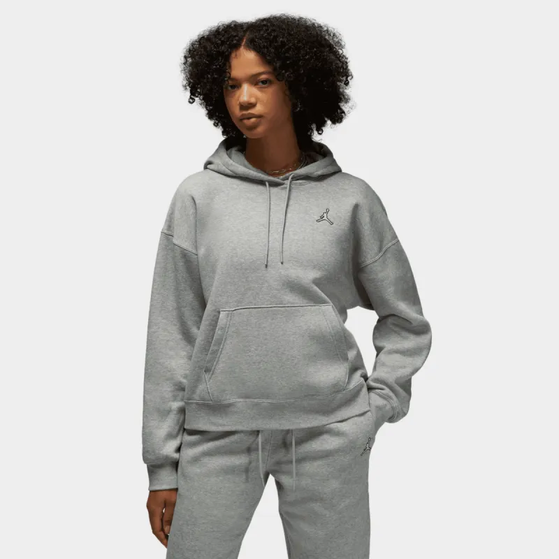 Jordan Women’s Brooklyn Fleece Pullover Hoodie Dark Heather Grey / White sold by JD Sports