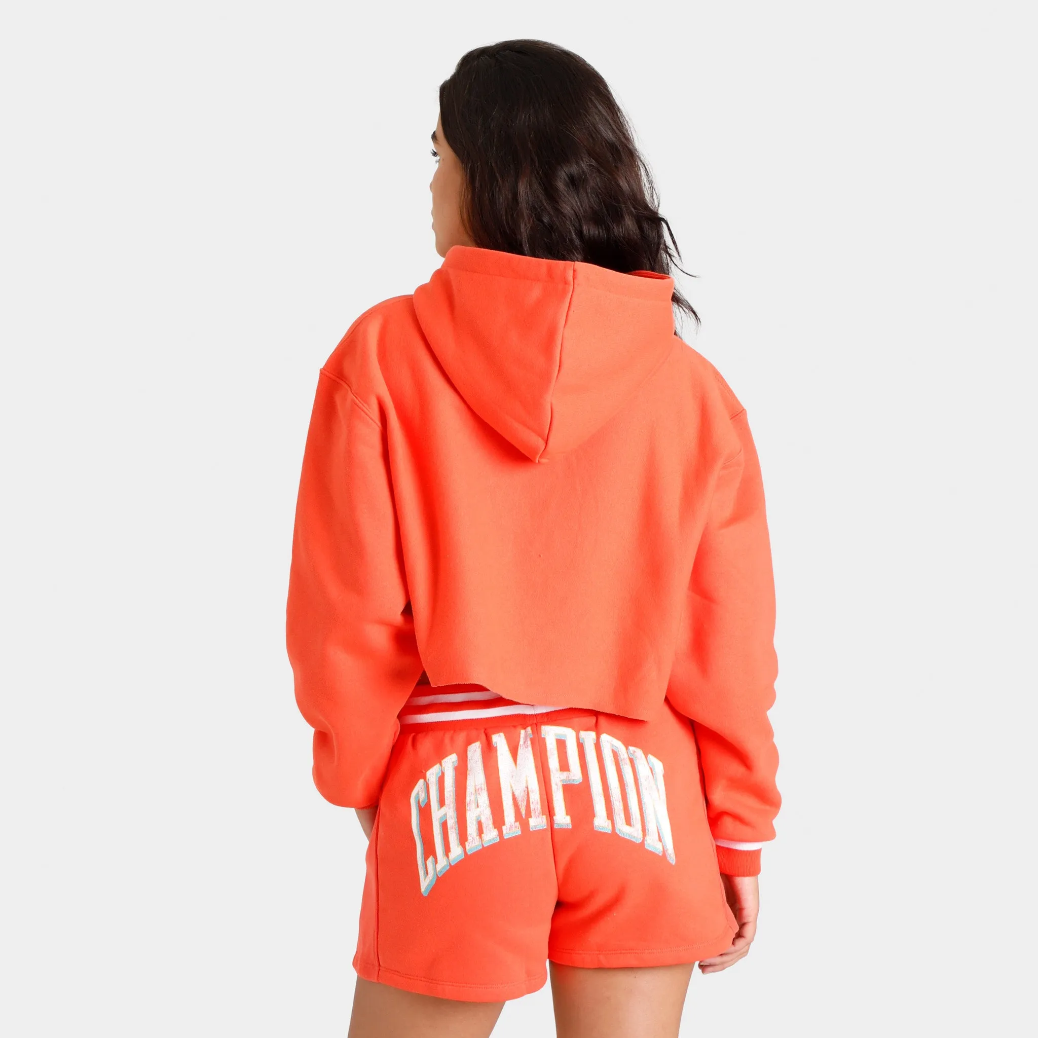 Champion Women’s Yarn-Dyed Reverse Weave Cropped Pullover Hoodie / Poppy Orange sold by JD Sports product image thumbnail 2