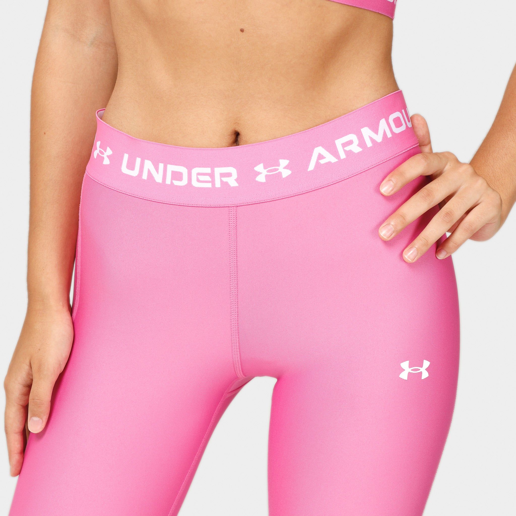 Under Armour Women's HeatGear� Branded Tights Pink Edge / White sold by JD Sports product image thumbnail 3