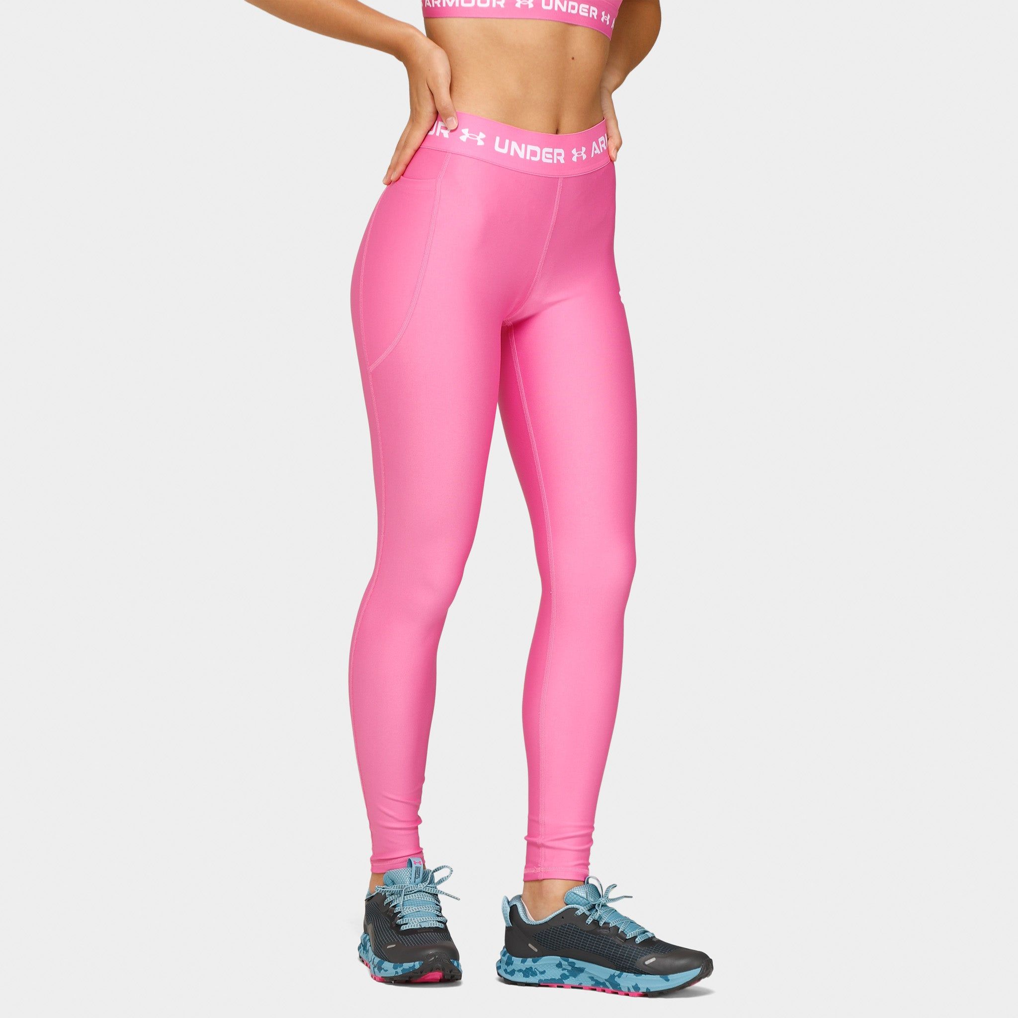Under Armour Women's HeatGear� Branded Tights Pink Edge / White sold by JD Sports product image thumbnail 4