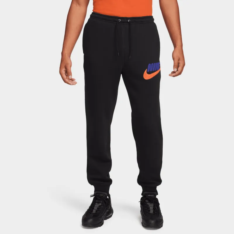 Nike Sportswear Club Fleece Chenille Futura Joggers Black / Deep Royal Blue - Safety Orange sold by JD Sports