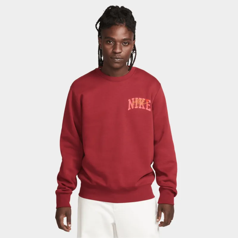 Nike Sportswear Club Fleece Arch Crewneck Team Red / Safety Orange sold by JD Sports
