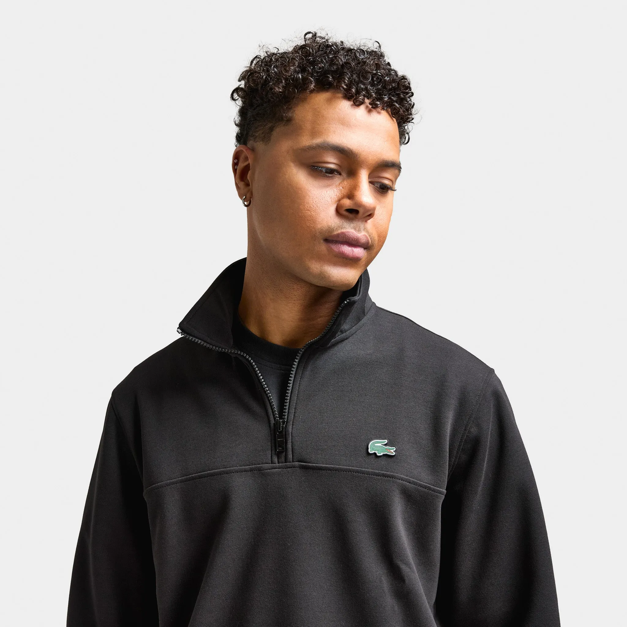 Lacoste Quarter Zip Classic Fit Double Face Sweatshirt / Blk sold by JD Sports product image thumbnail 2