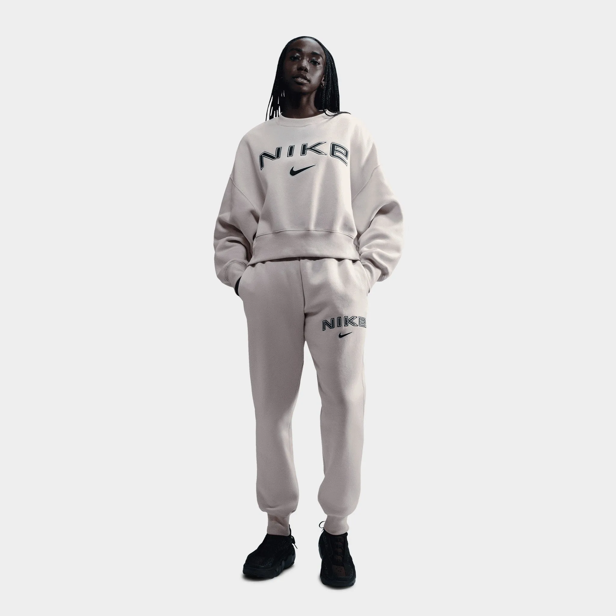 Nike Sportswear Women's Over-Oversized Logo Crewneck Light Orewood Brown / White - Armory Navy sold by JD Sports product image thumbnail 2