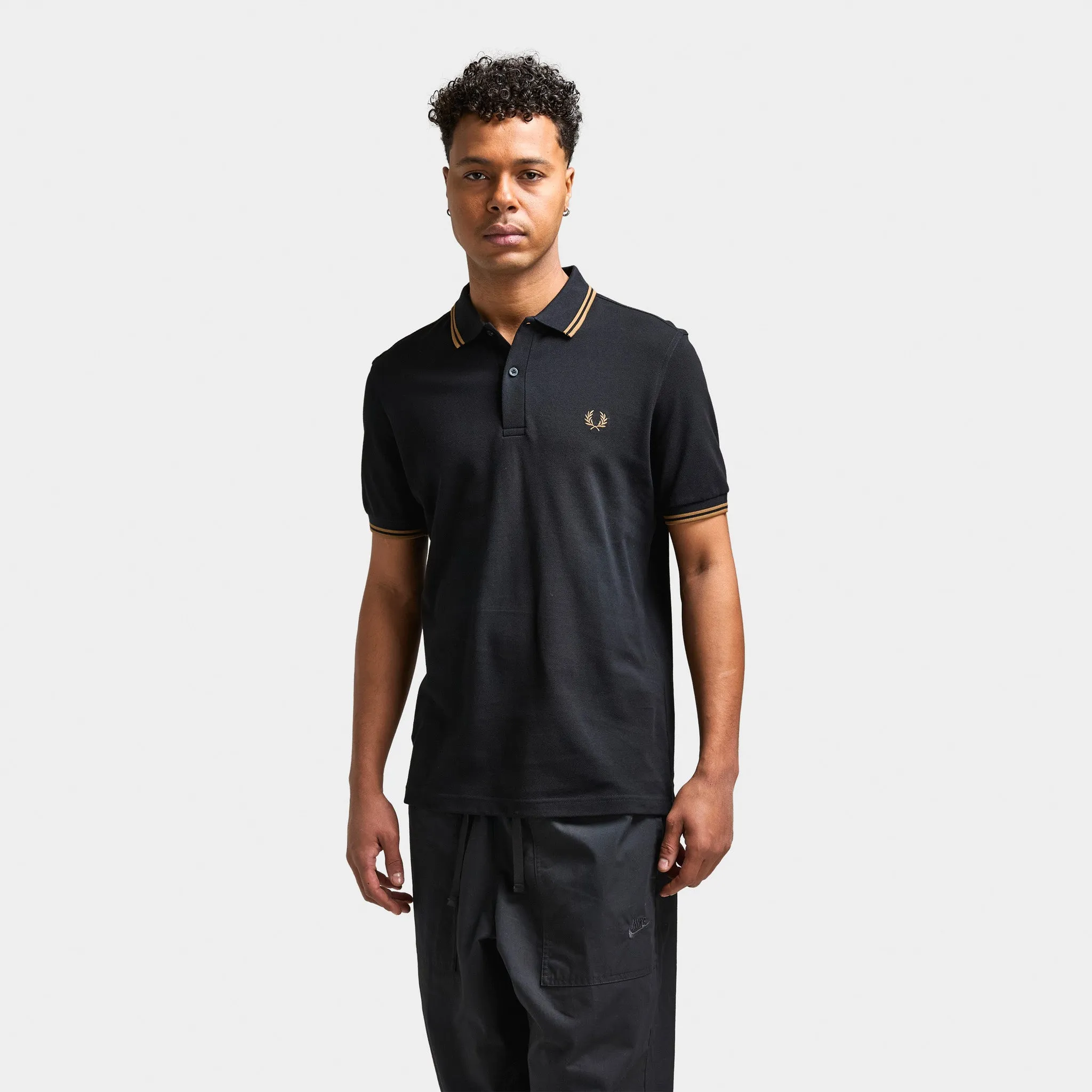 Fred Perry Twin Tipped Shirt Black / Shaded Stone sold by JD Sports
