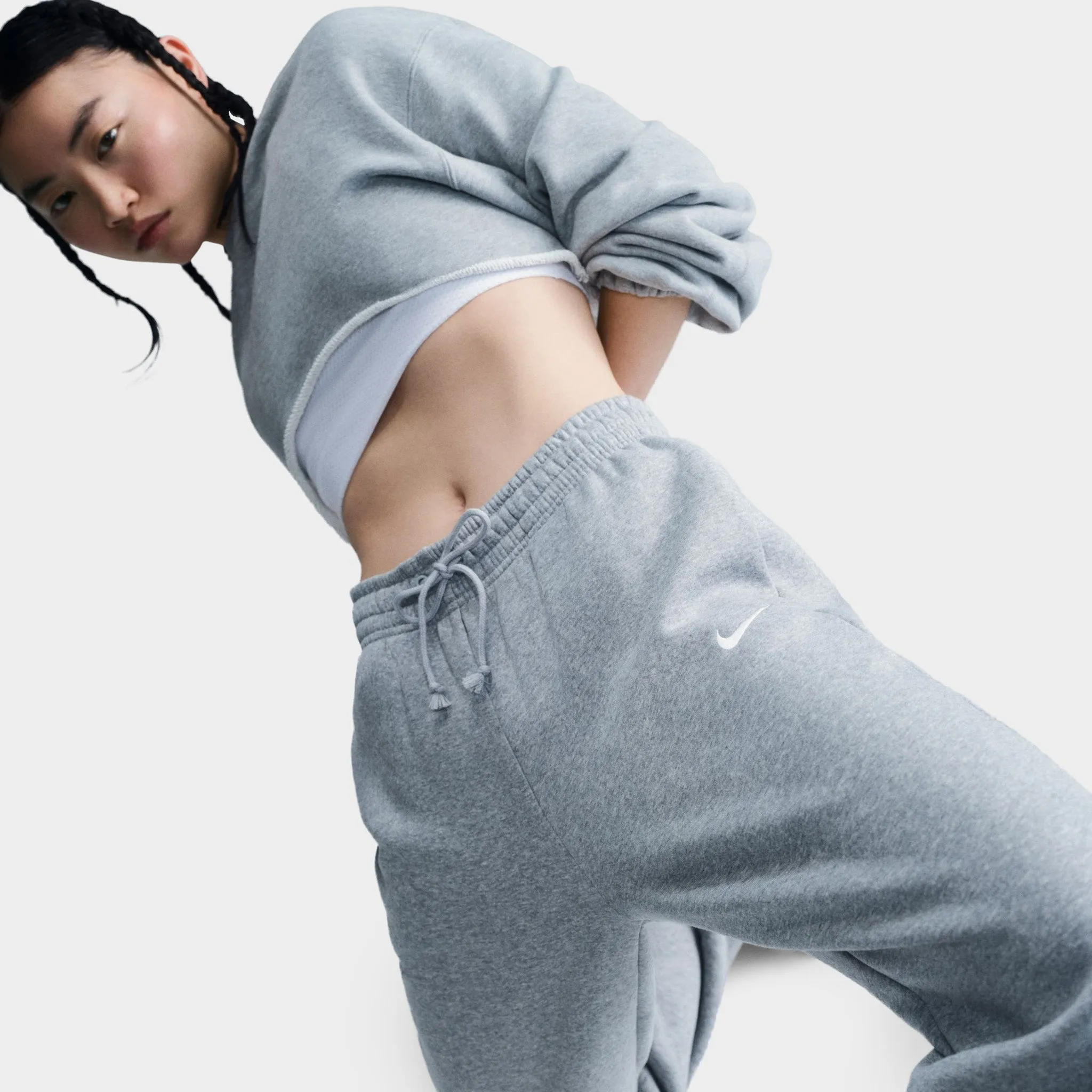Nike Sportswear Women's Phoenix High-Waisted Oversized Sweatpants Dk Grey Heather / Sail sold by JD Sports