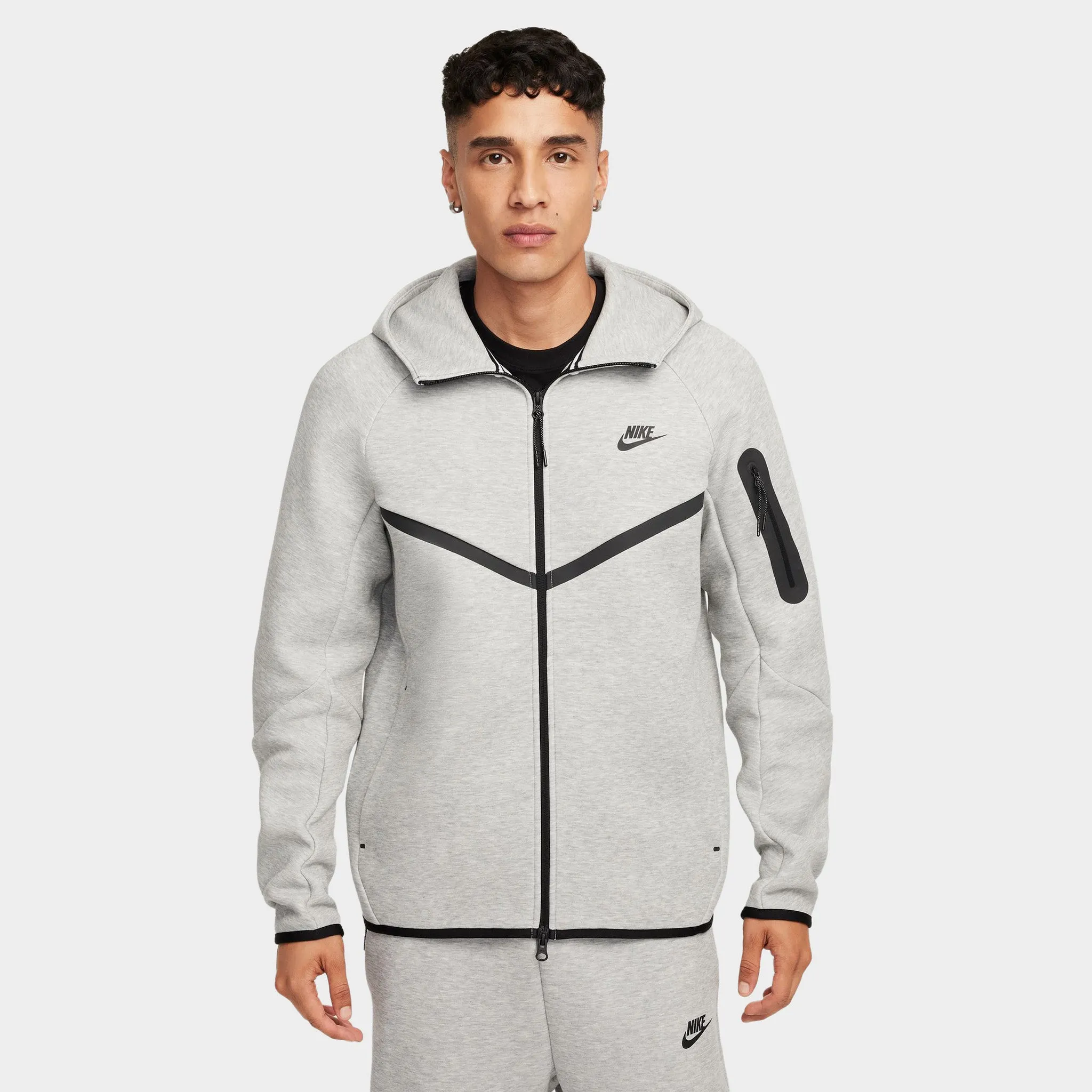 Nike Tech Fleece Full-Zip Windrunner Hoodie Dark Grey Heather / Black sold by JD Sports