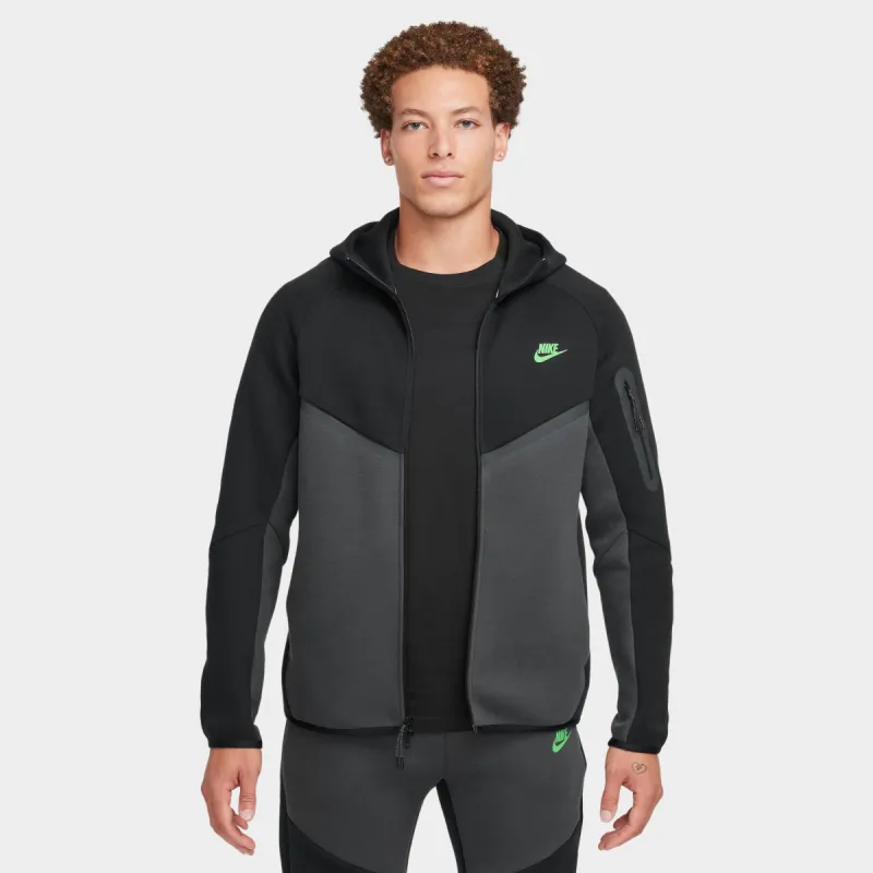 Nike Tech Fleece Full-Zip Windrunner Hoodie Black / Anthracite / Green Strike sold by JD Sports