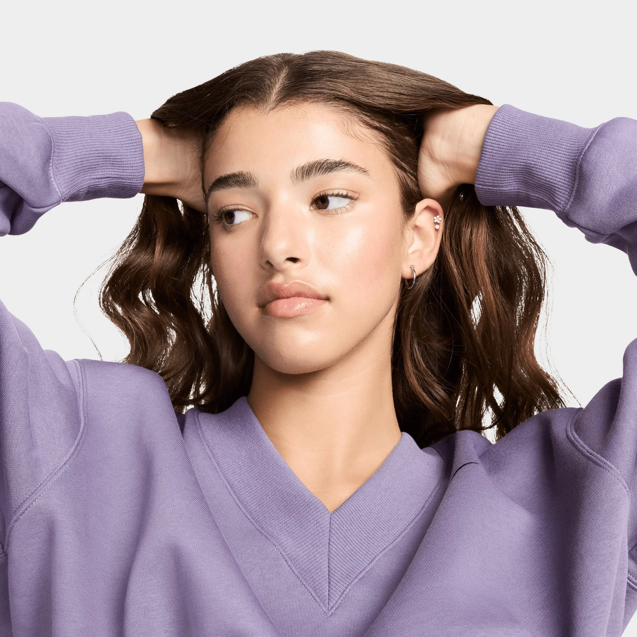 Nike Sportswear Women's Phoenix Fleece Cropped V-Neck Top Daybreak / Black sold by JD Sports product image thumbnail 3